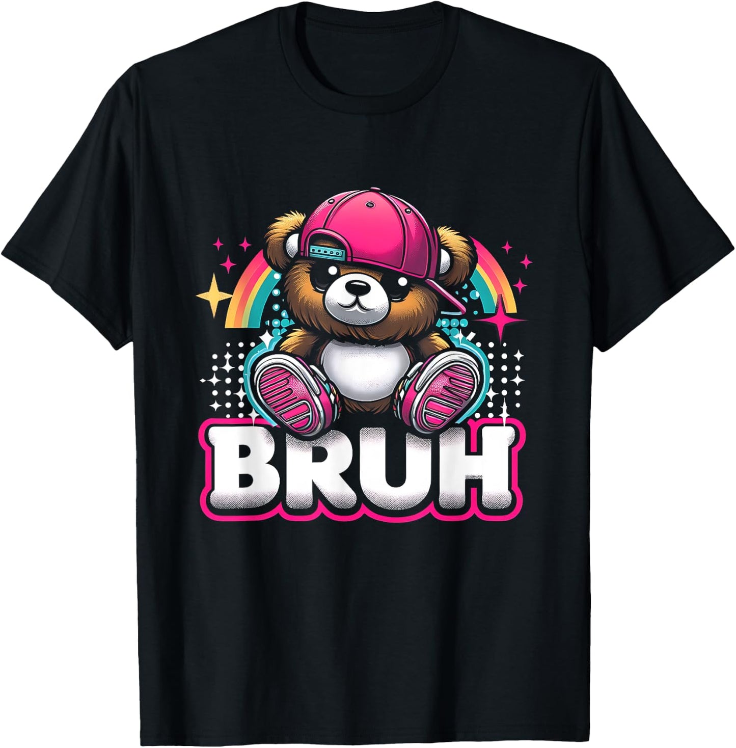 Hip Hop Teddy Bear Bruh Meme Saying Teen Humor T-Shirt - T-Shirt | Black