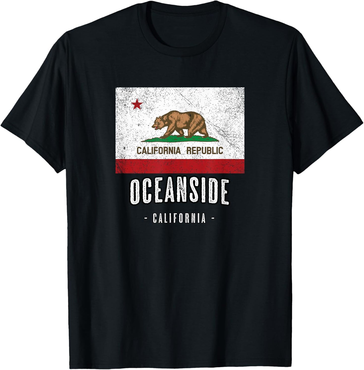 OCEANSIDE California | City CA USA, California Flag T-Shirt - T-Shirt | Black