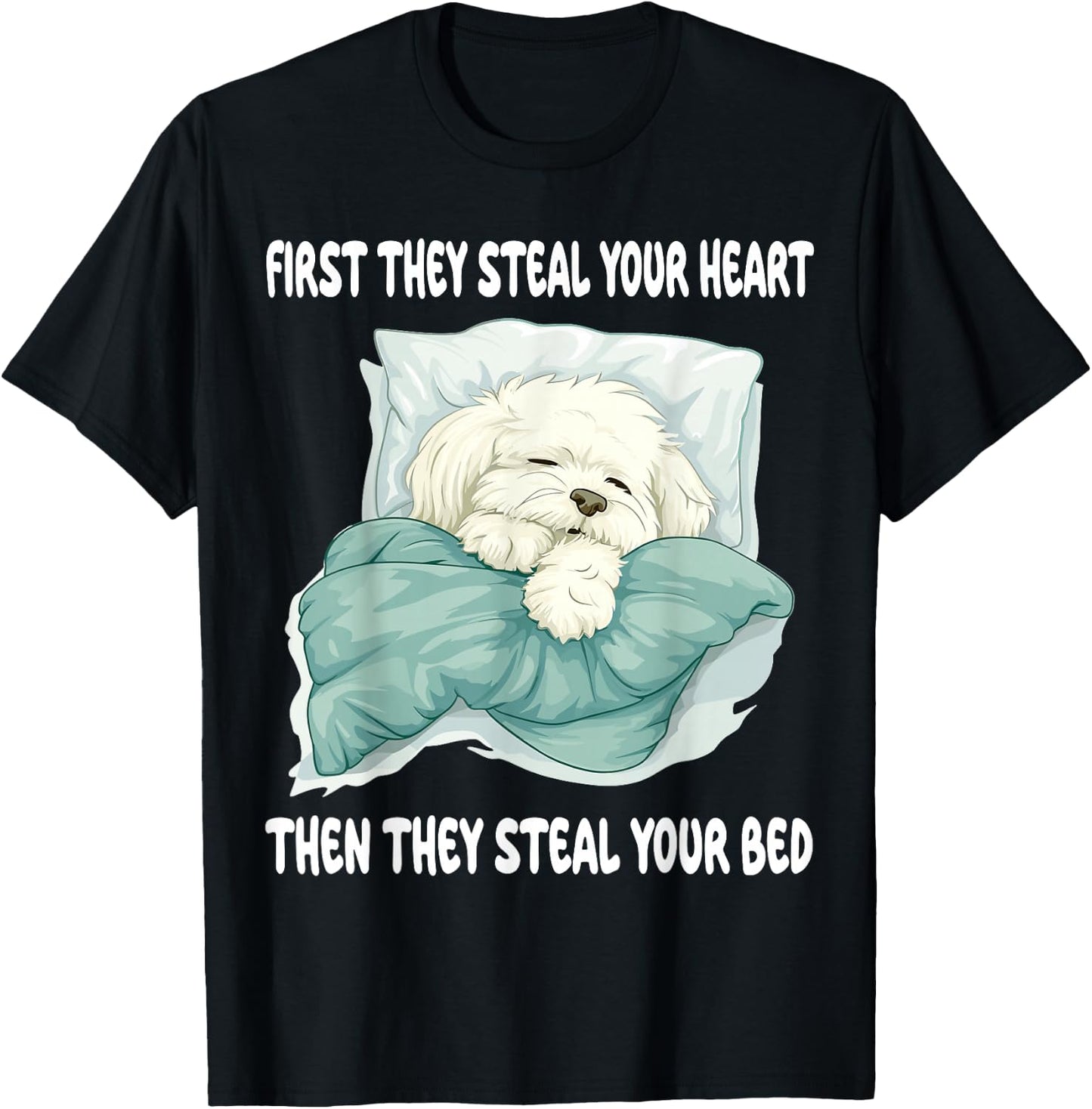 Coton De Tulear Sleeping Pajamas Nightgown T-Shirt - T-Shirt | Black