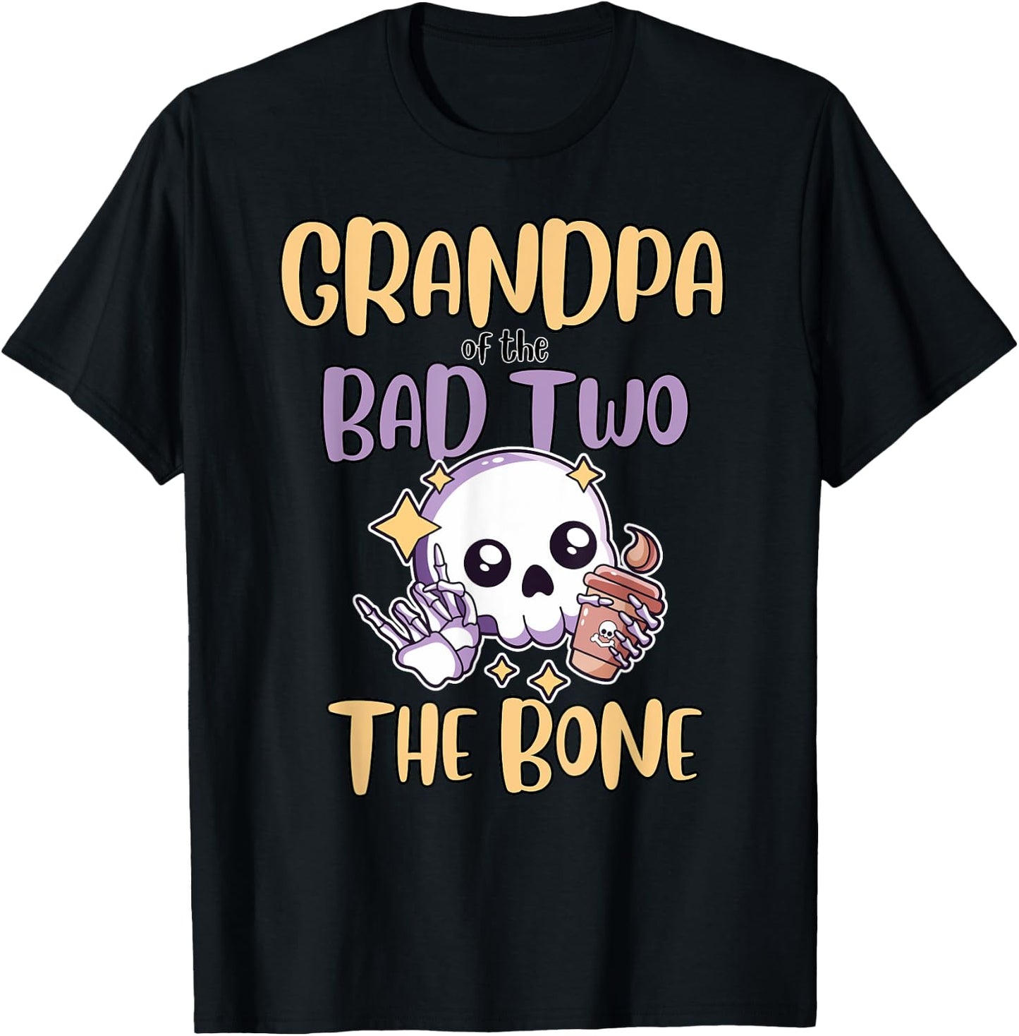Grandpa of the Bad Two The Bone 2nd Birthday Party Outfit T-Shirt - T-Shirt | Black