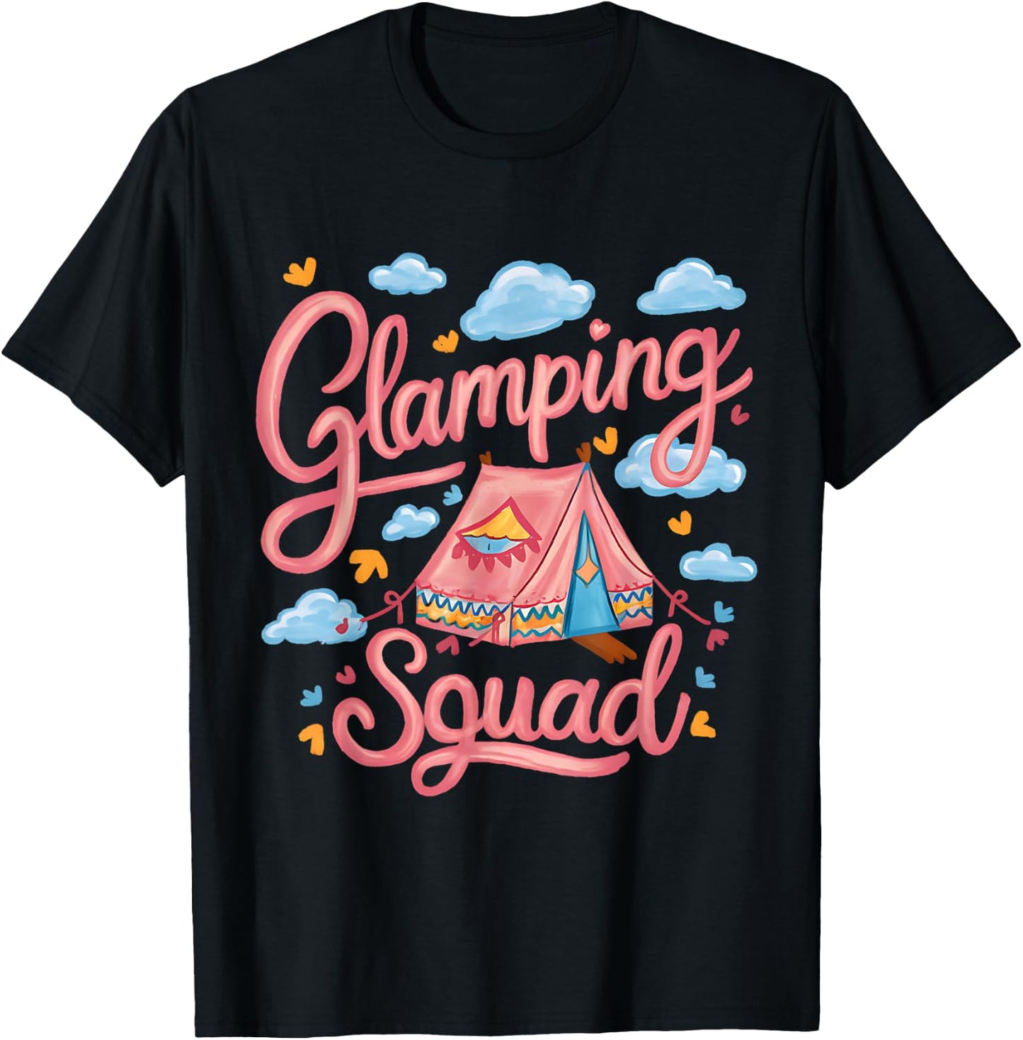 Funny Glamping Squad For Cool Outdoor Camping Lover Girls T-Shirt - T-Shirt | Black