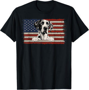 Patriotic English Pointer American Flag USA 4th of July T-Shirt - T-Shirt | Black