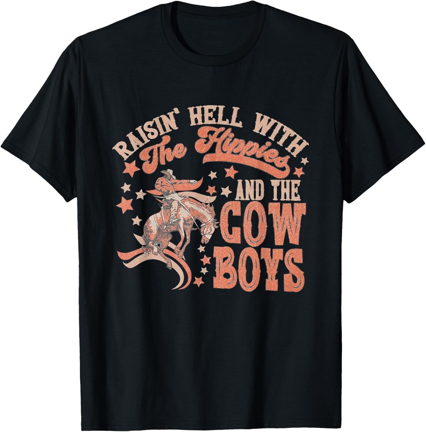 Raisin' Hell with the Hippies and the Cowboys, Howdy Western T-Shirt - T-Shirt | Black