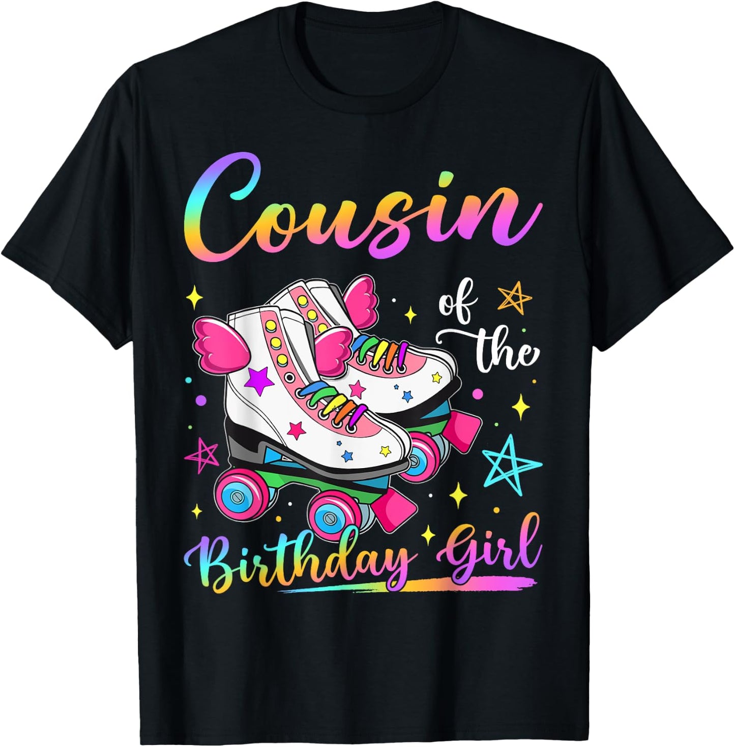 Cousin Of The Birthday Girl Rolling Skate Family Matching T-Shirt - T-Shirt | Black