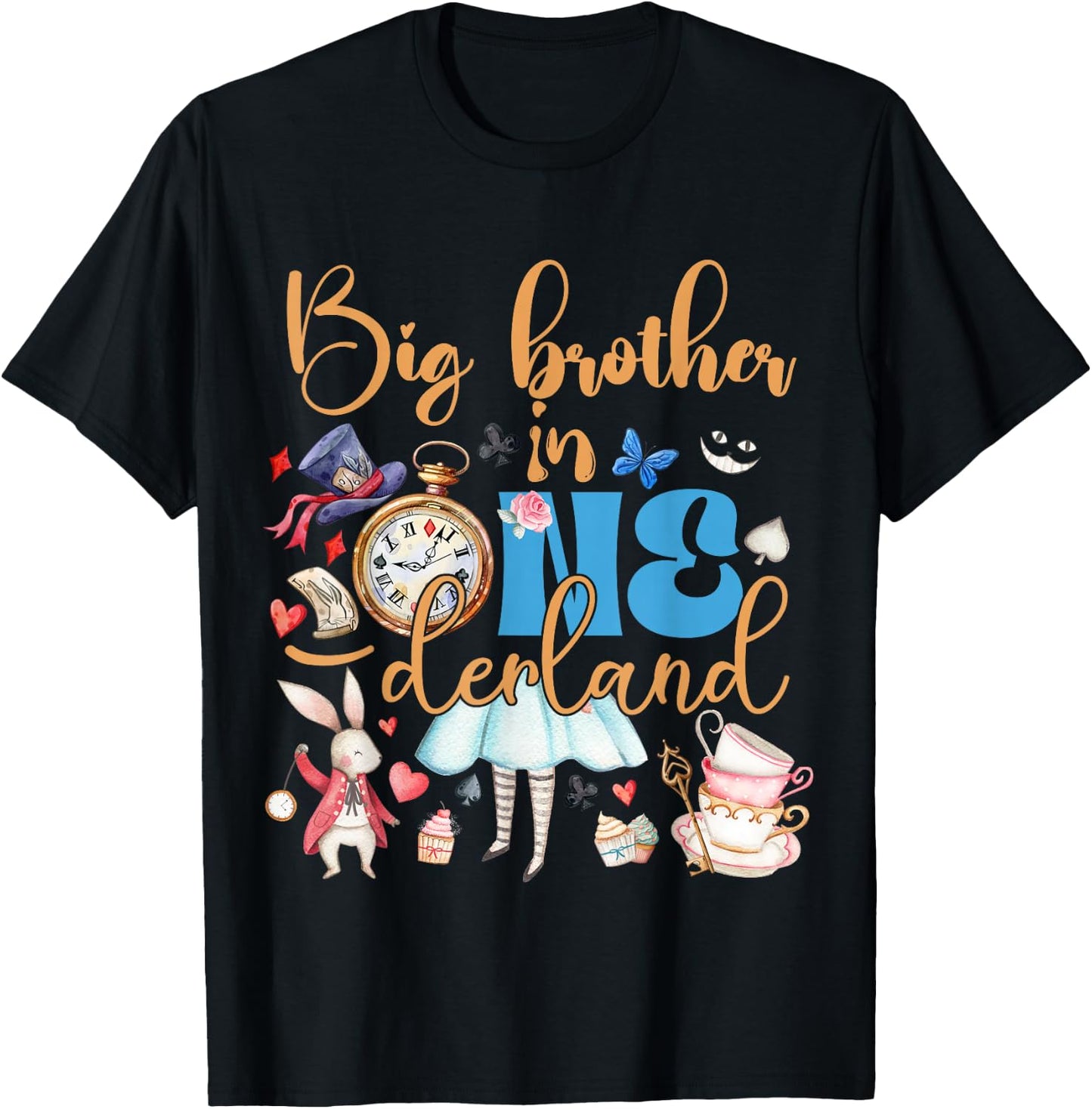 Alice Big Brother in ONEderland Birthday Family T-Shirt - T-Shirt | Black