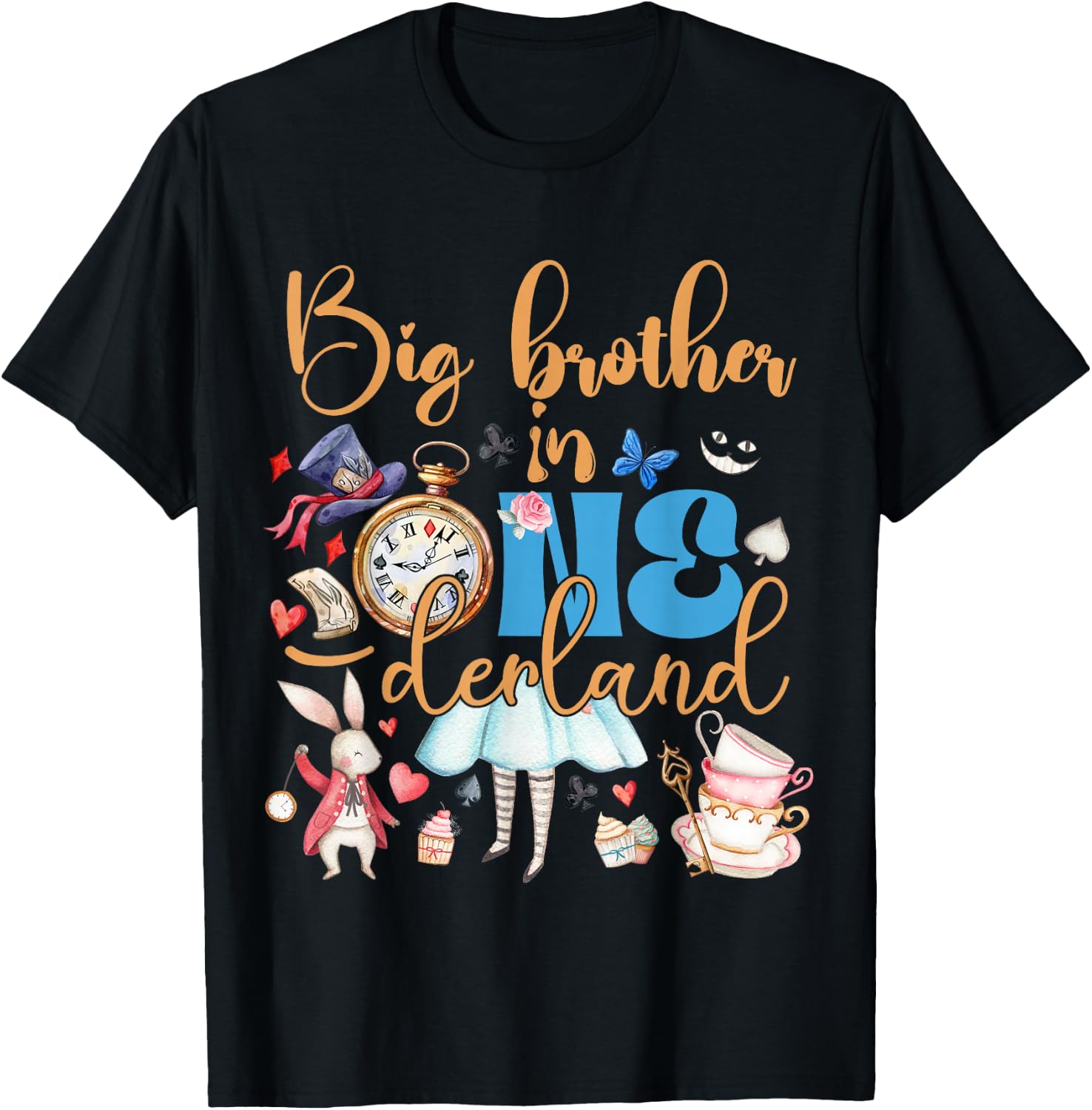Alice Big Brother in ONEderland Birthday Family T-Shirt - T-Shirt | Black