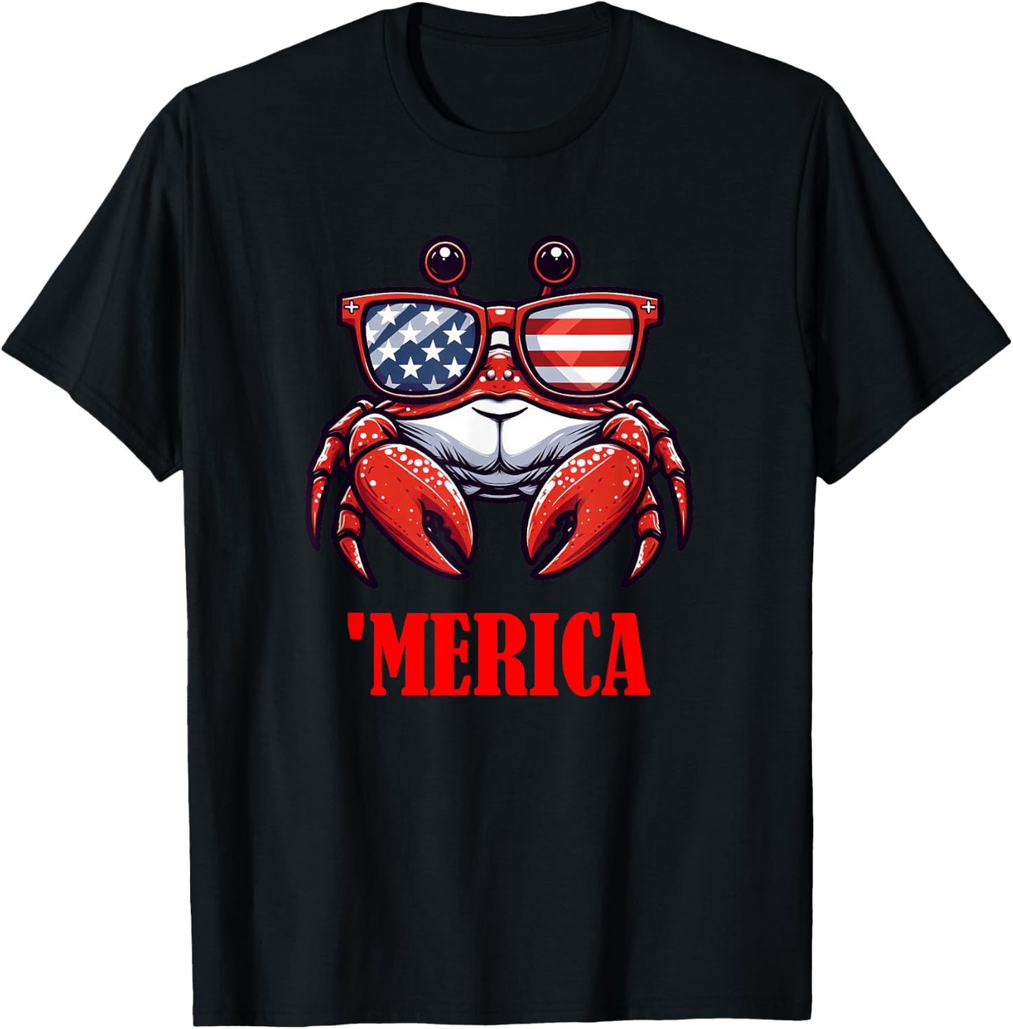 crab Merica 4th of July US Flag Patriotic Kids Men T-Shirt - T-Shirt | Black