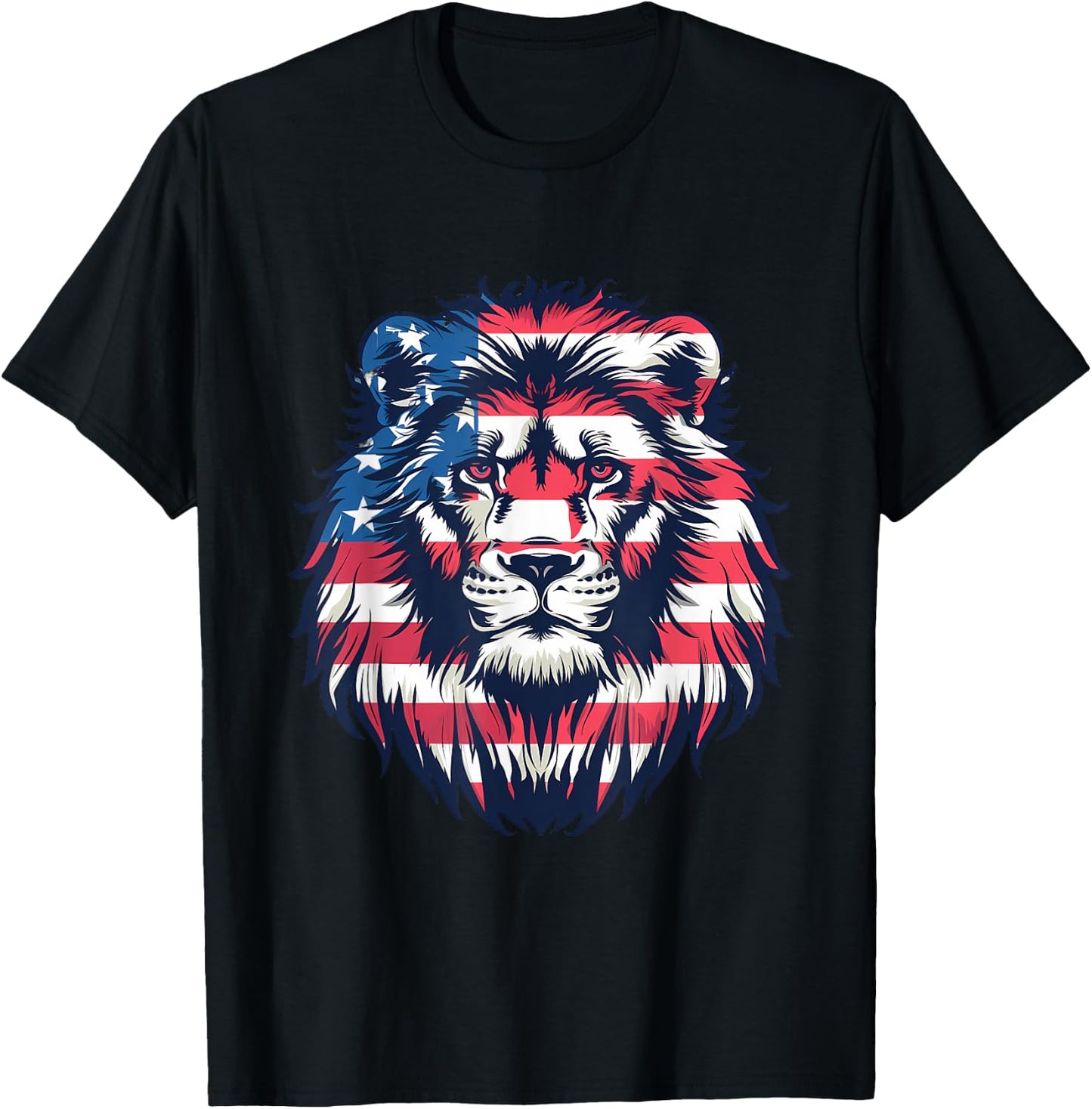 Fourth Of July Vintage Patriotic Lion American Flag USA T-Shirt - T-Shirt | Black