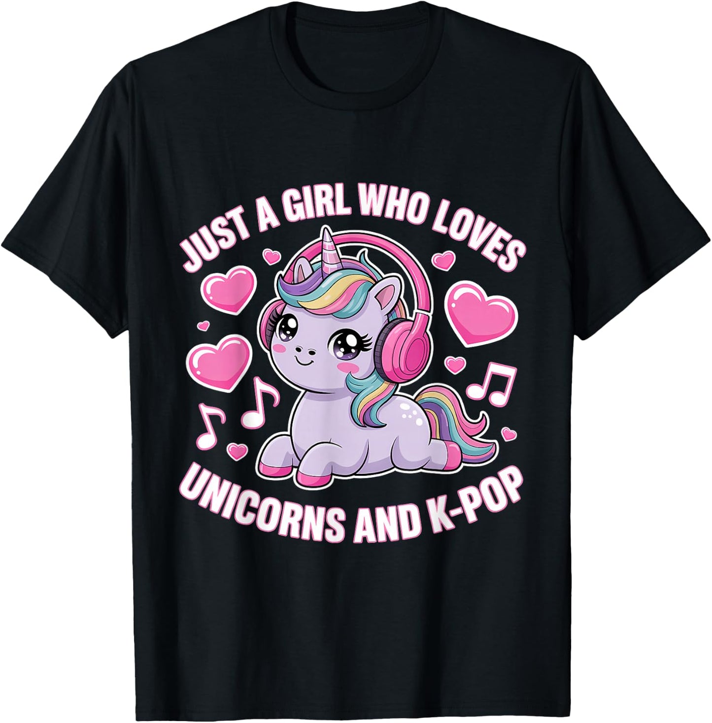 Just A Girl Who Loves Unicorns and K-Pop Girl K Pop Kpop T-Shirt - T-Shirt | Black