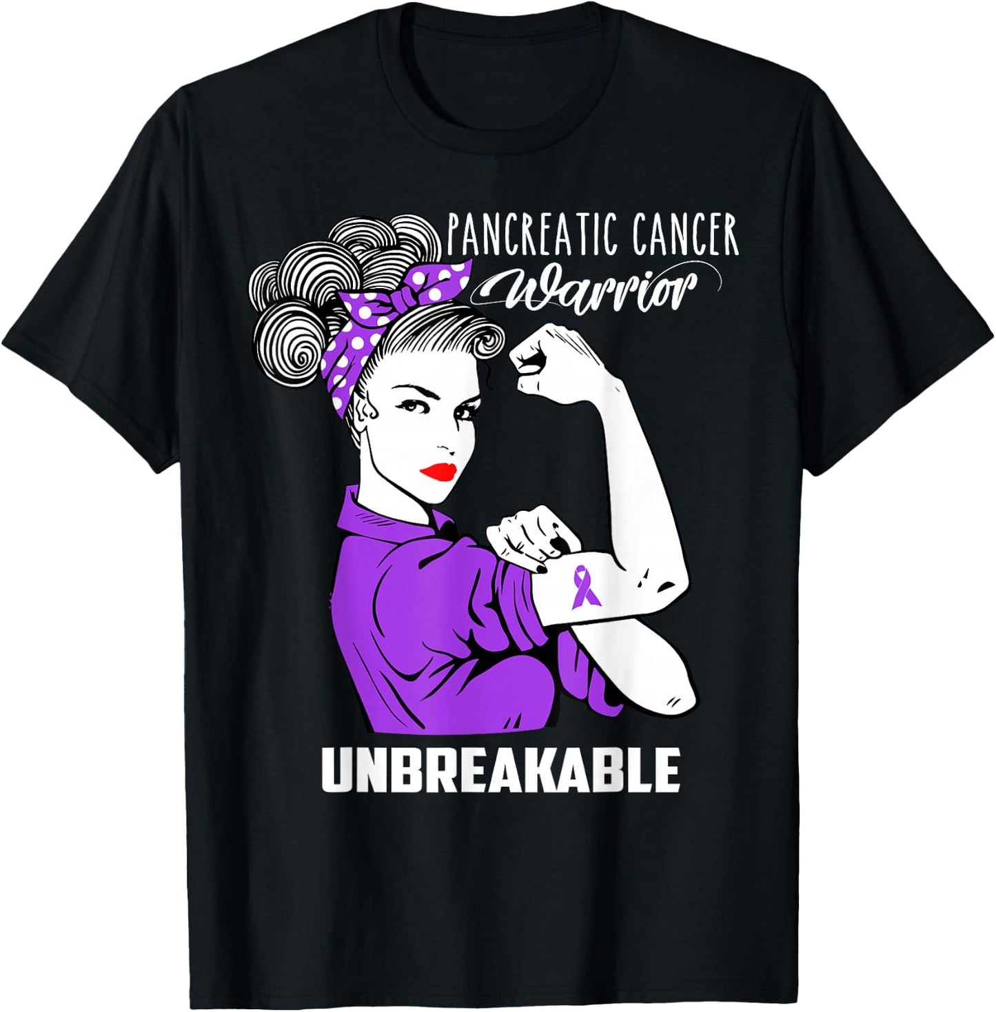 Pancreatic Cancer Warrior Unbreakable Shirt Awareness Gift T-Shirt - T-Shirt | Black