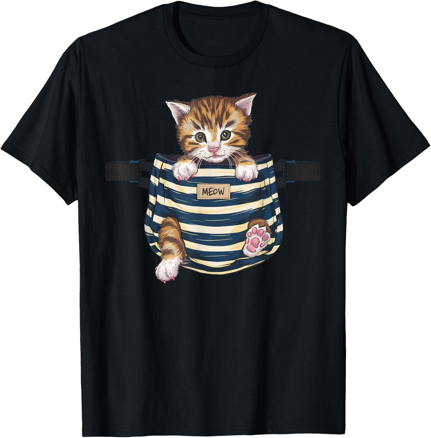 Cat Pocket Cute Kitten Gifts For Cat Lover Cat Mom Cat Dad Women Kids T-Shirt - T-Shirt | Black