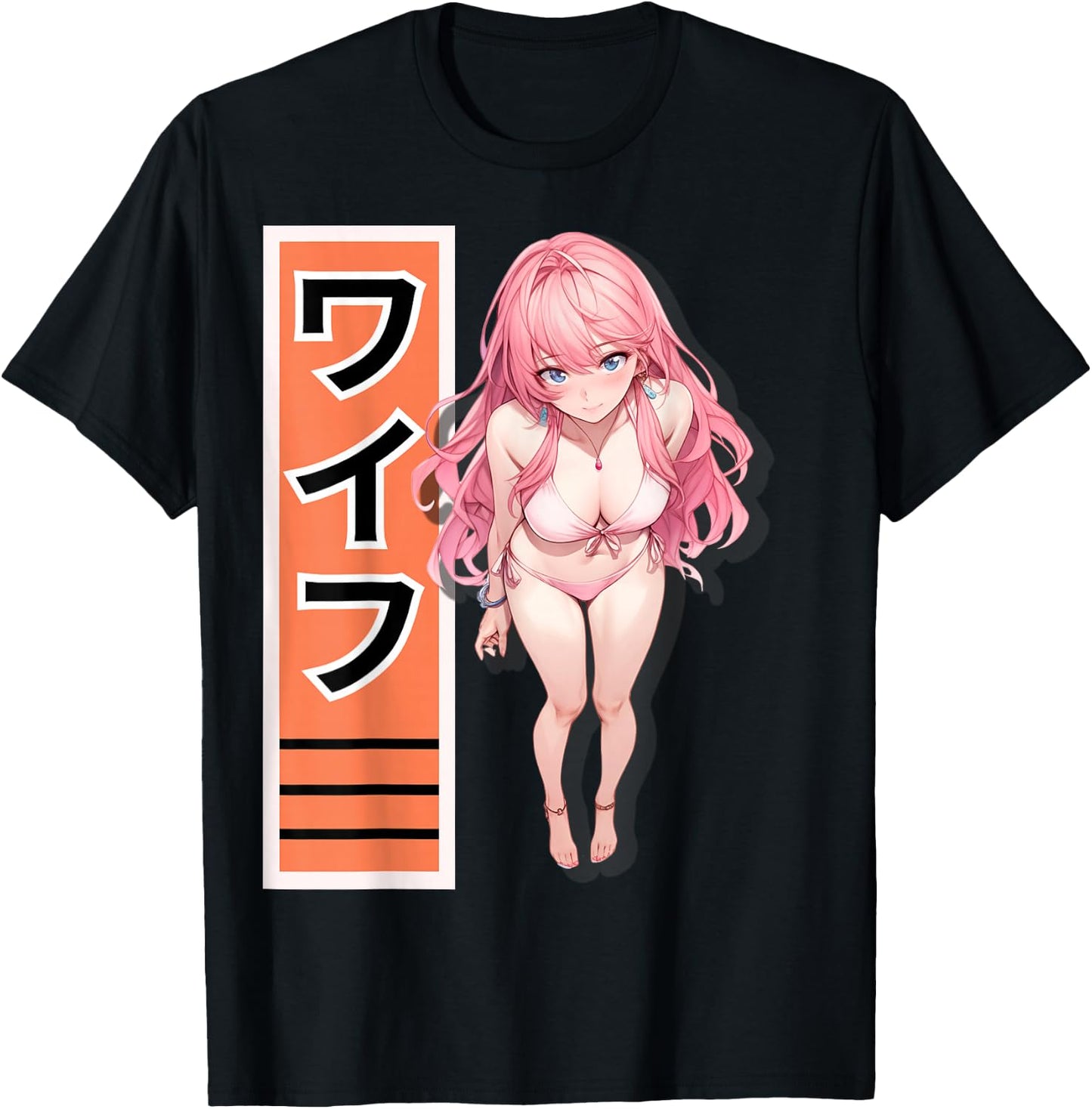 Vibrant Anime Girl Waifu Kawaii Design for Manga and Otaku T-Shirt - T-Shirt | Black