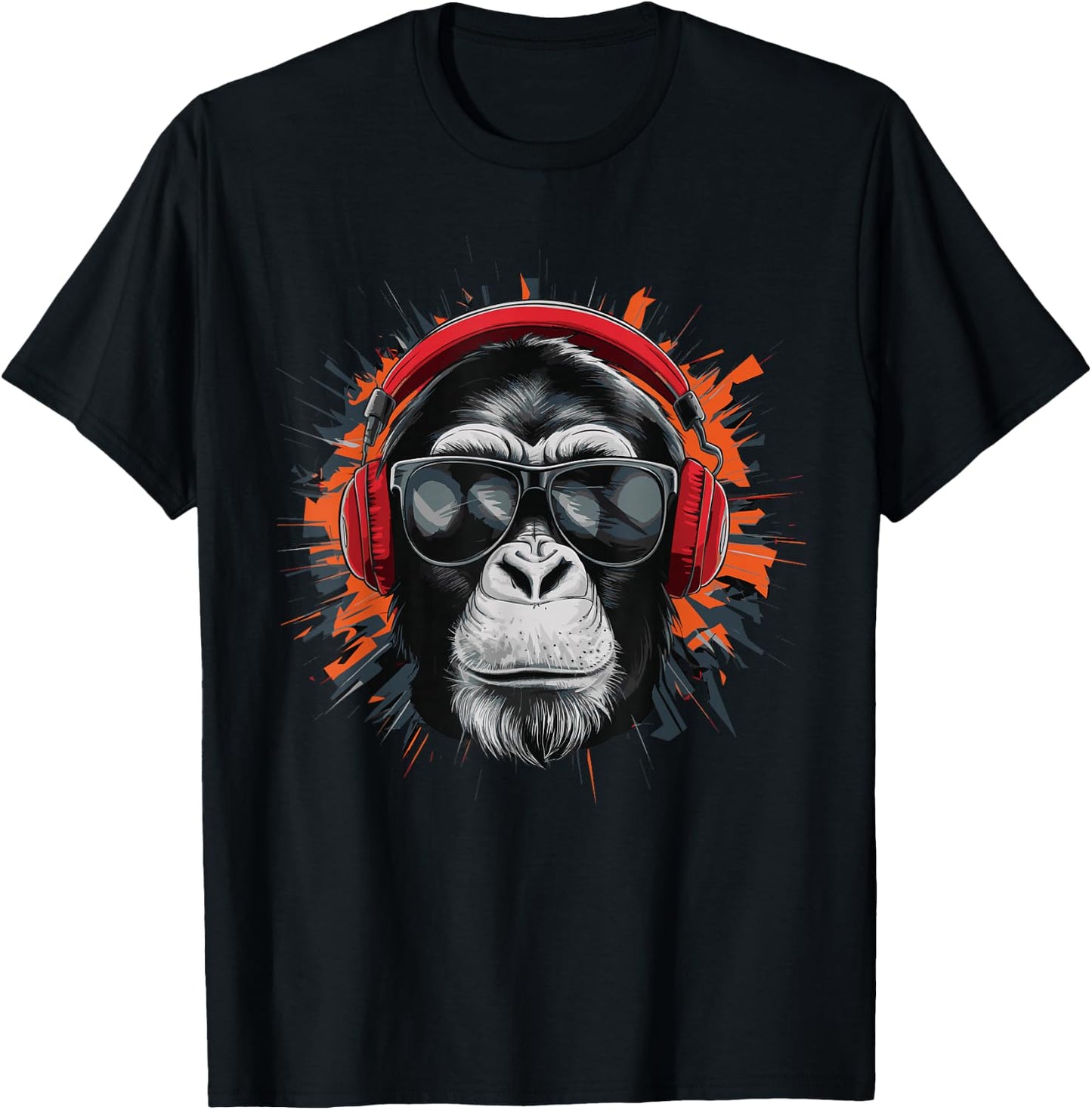 DJ Monkey with Sunglasses DJ Monkey Headphones T-Shirt - T-Shirt | Black