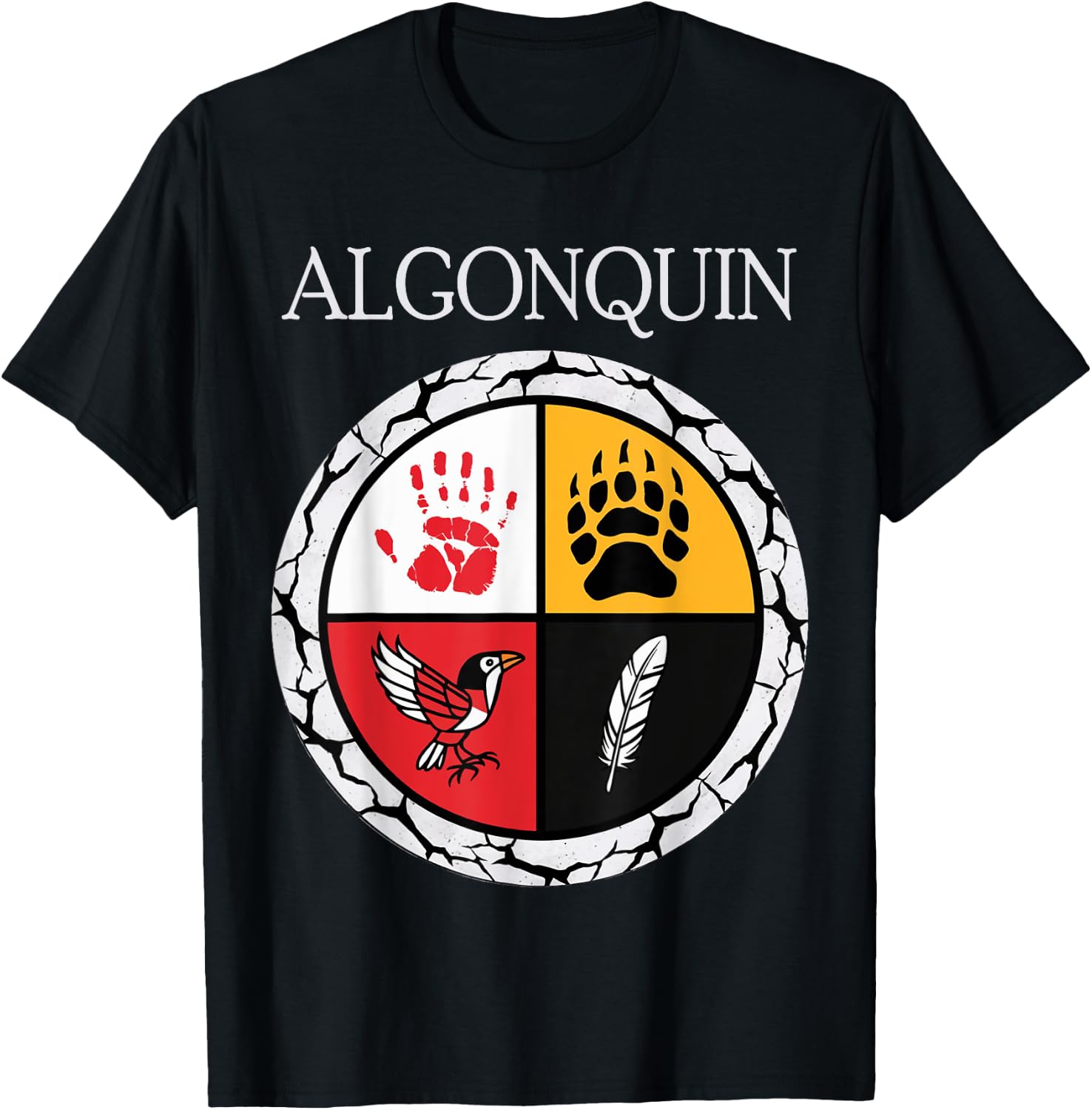 Algonquin Tribe Native American Medicine Wheel T-Shirt - T-Shirt | Black