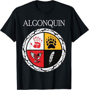 Algonquin Tribe Native American Medicine Wheel T-Shirt - T-Shirt | Black