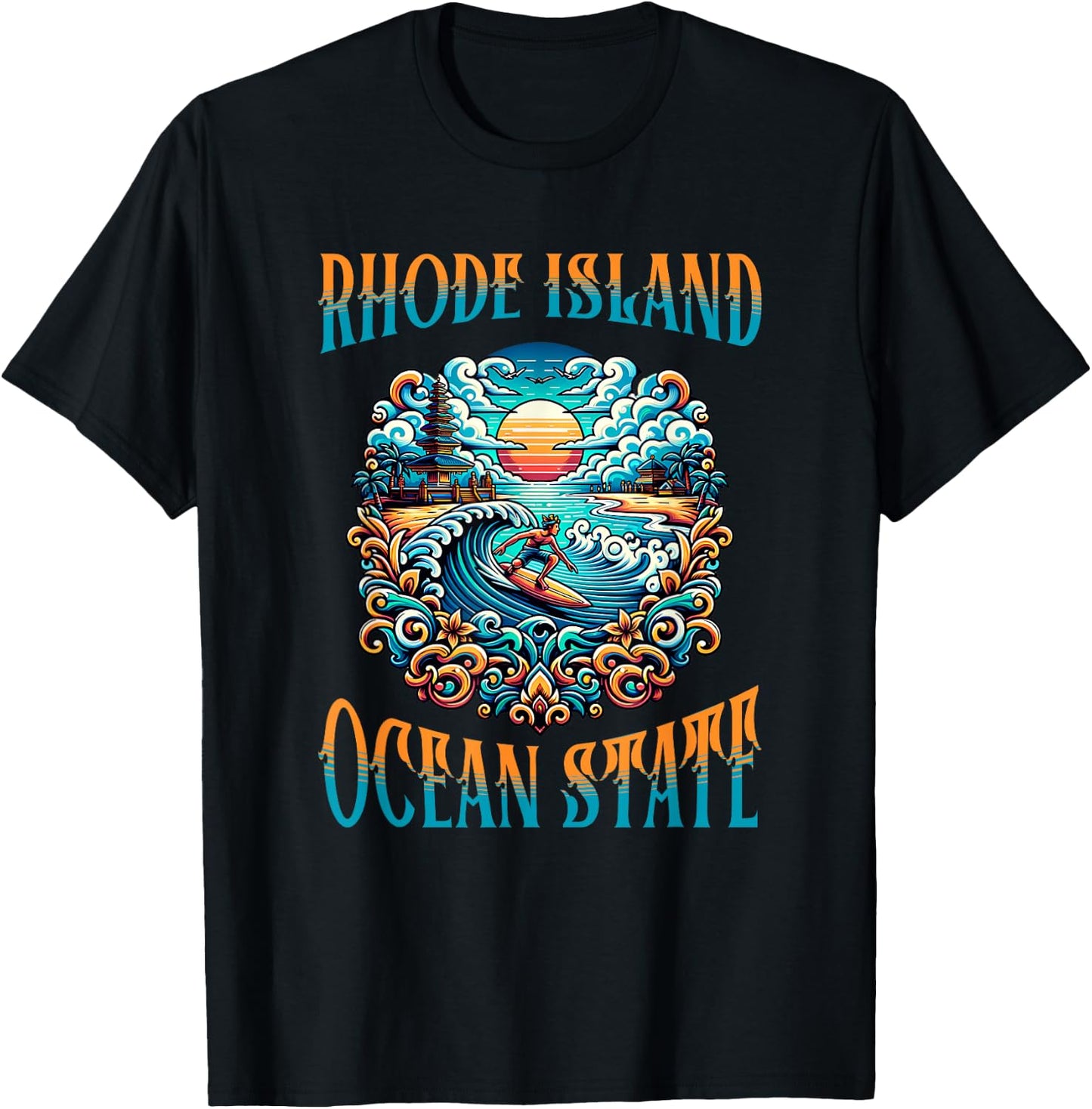 Rhode Island Ocean State T-Shirt - T-Shirt | Black