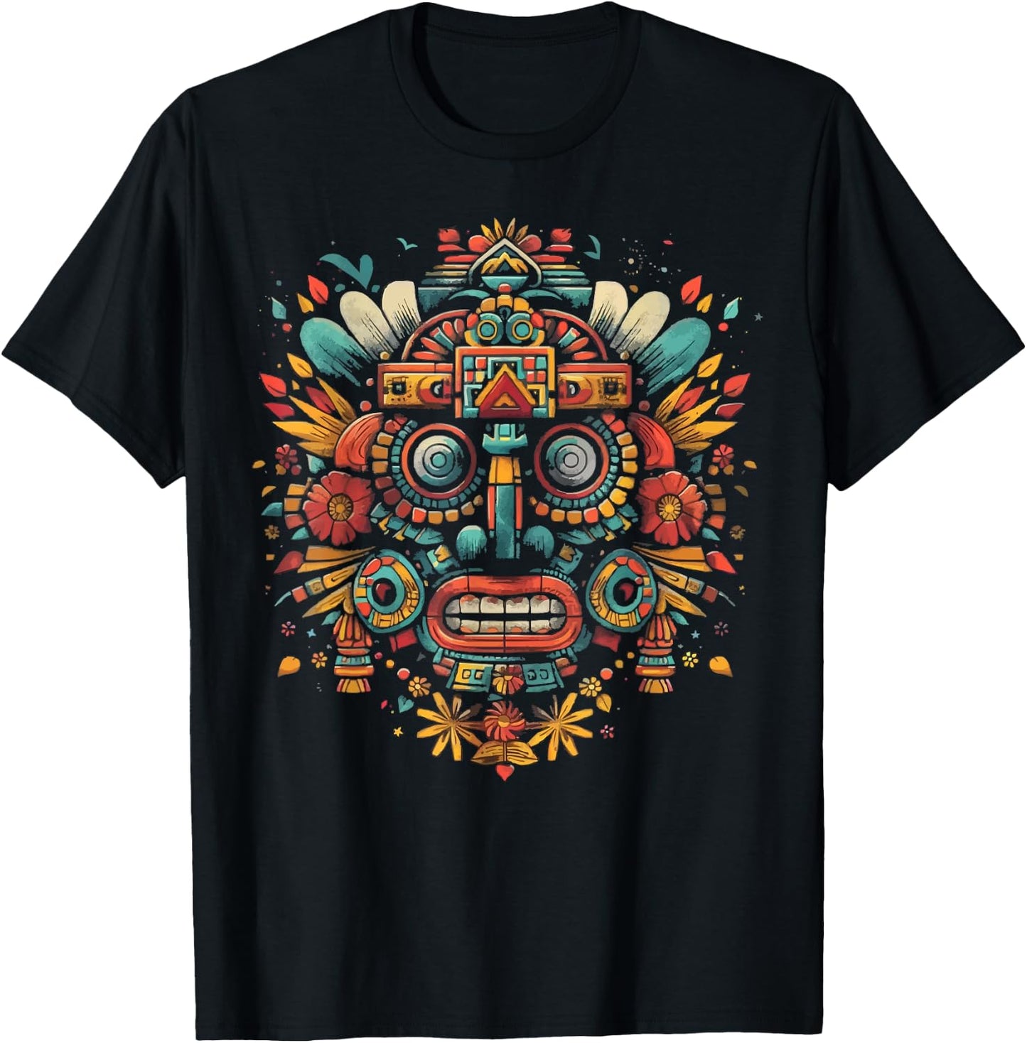 Aztec God Aztec Culture Mayan Indigenous Tlaloc Statue T-Shirt - T-Shirt | Black