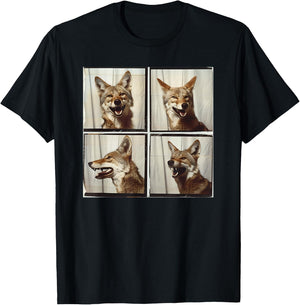 Cool Coyote Wolf Funny Animal Photobooth Smiling Coyote T-Shirt - T-Shirt | Black