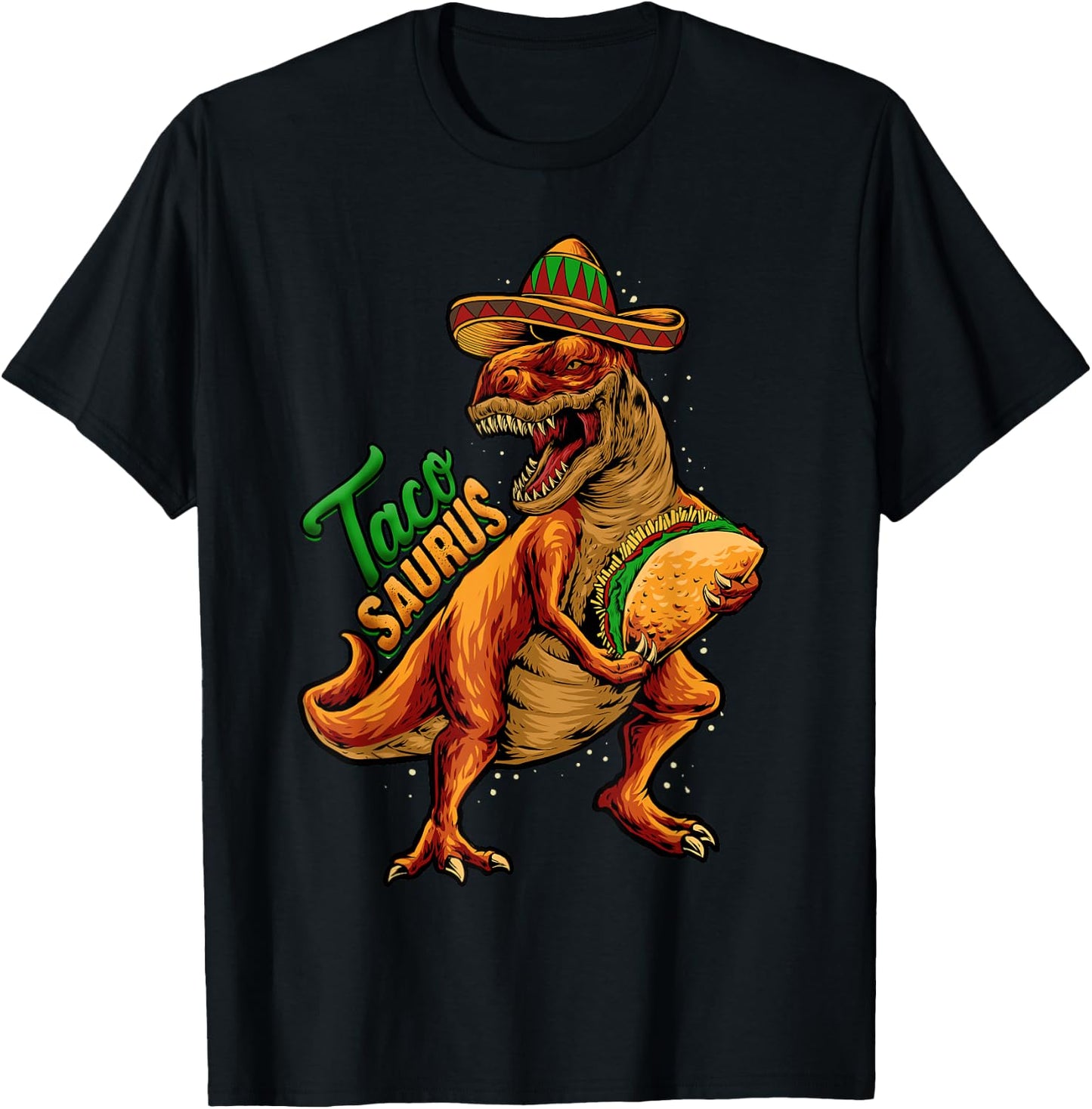 Tacosaurus Kids T-Rex Dinosaur Funny Taco Gift Fiesta T-Shirt - T-Shirt | Black