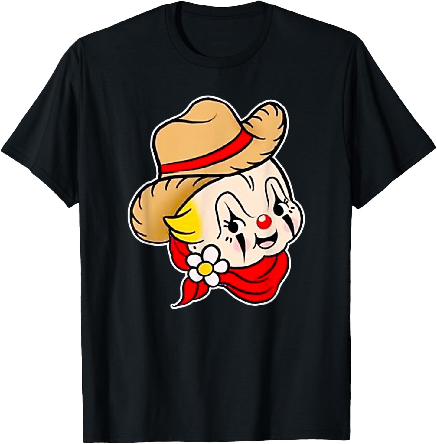 Kewpie Baby Rodeo Clown Cowboy Traditional Tattoo Flash T-Shirt - T-Shirt | Black