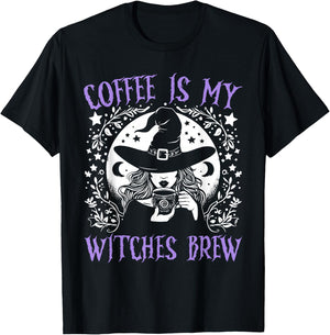 Coffee Is My Witches Brew Retro Halloween Witch Brew T-Shirt - T-Shirt | Black