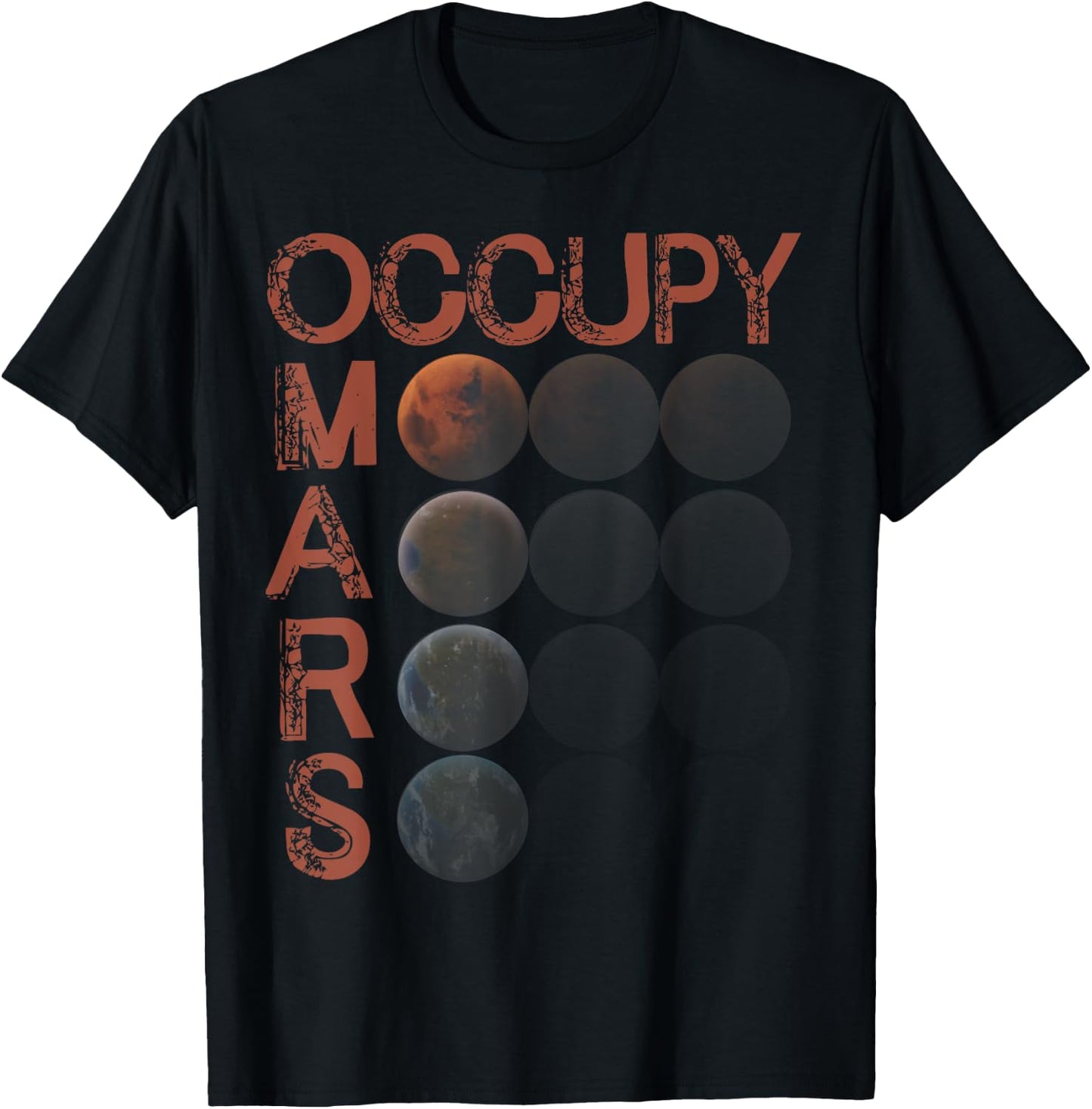 Occupy Mars Shirt Space Planet Science Vintage Astronomy T-Shirt - T-Shirt | Black