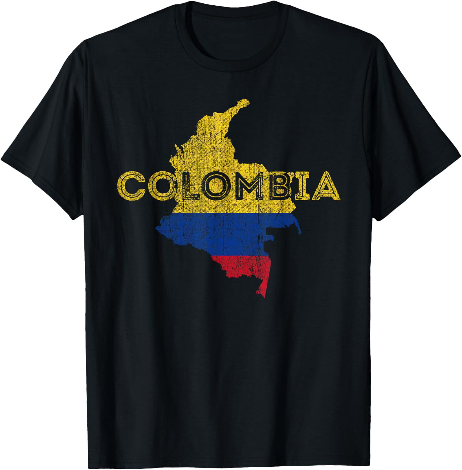 Colombian Map and Flag Souvenir - Distressed Colombia T-Shirt - T-Shirt | Black