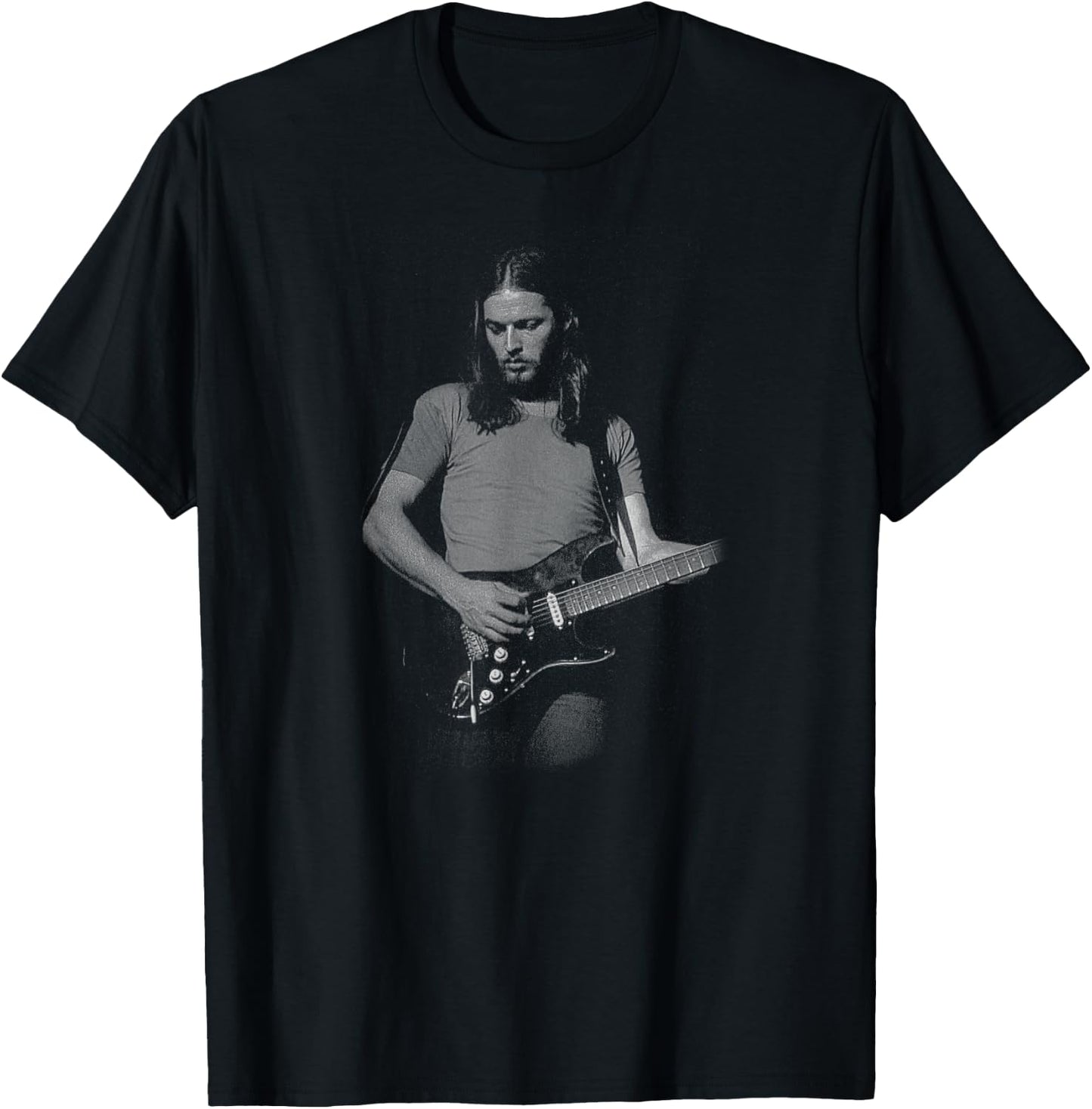 David Gilmour Greyscale Guitar Photo , Small, Black T-Shirt - T-Shirt | Black