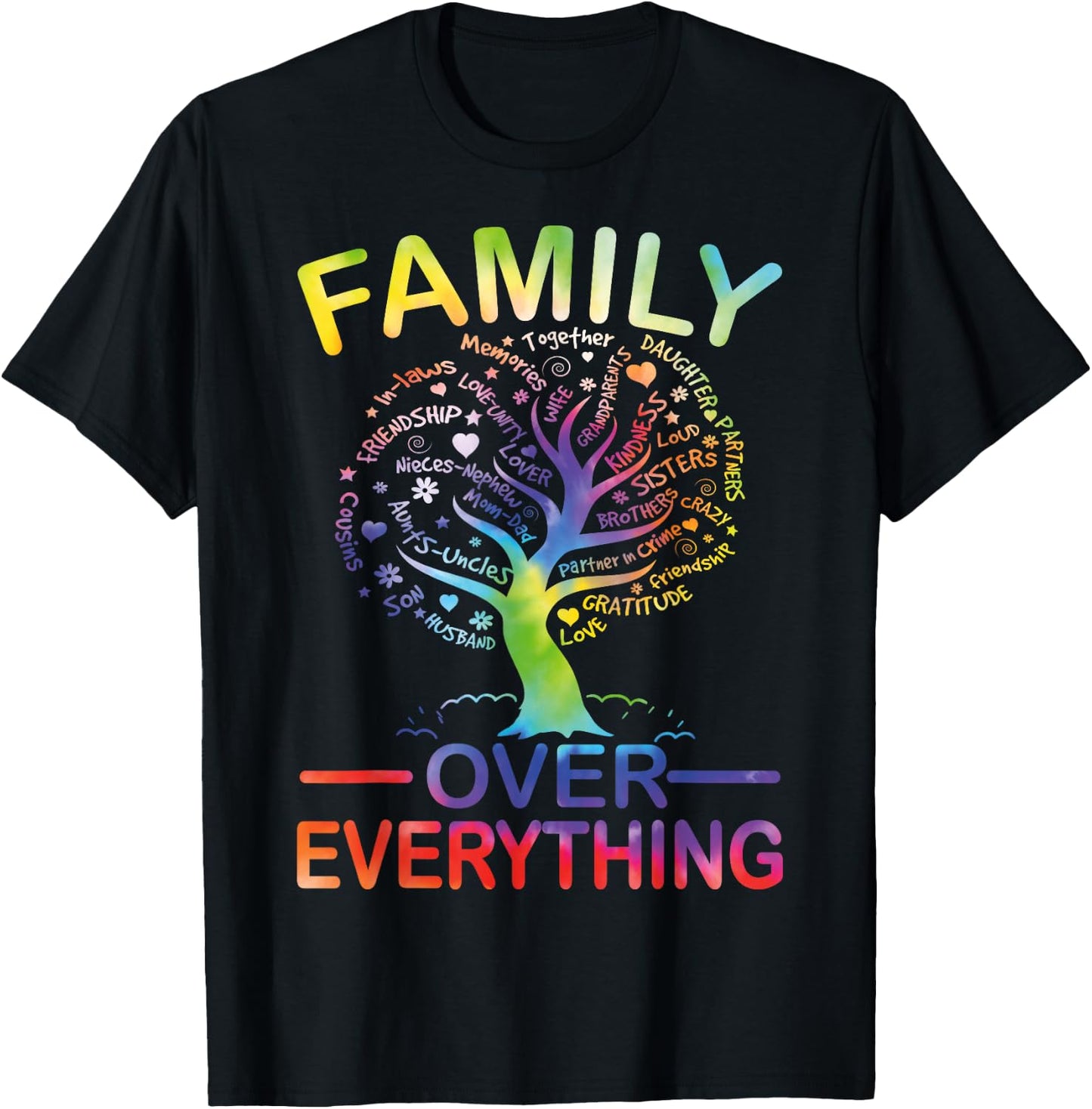 Family Over Everything Family Reunion Party Matching Tie Dye T-Shirt - T-Shirt | Black