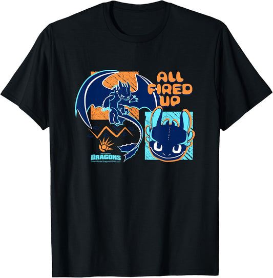 How to Train Your Dragon All Fired Up Toothless Chest Poster T-Shirt - T-Shirt | Black