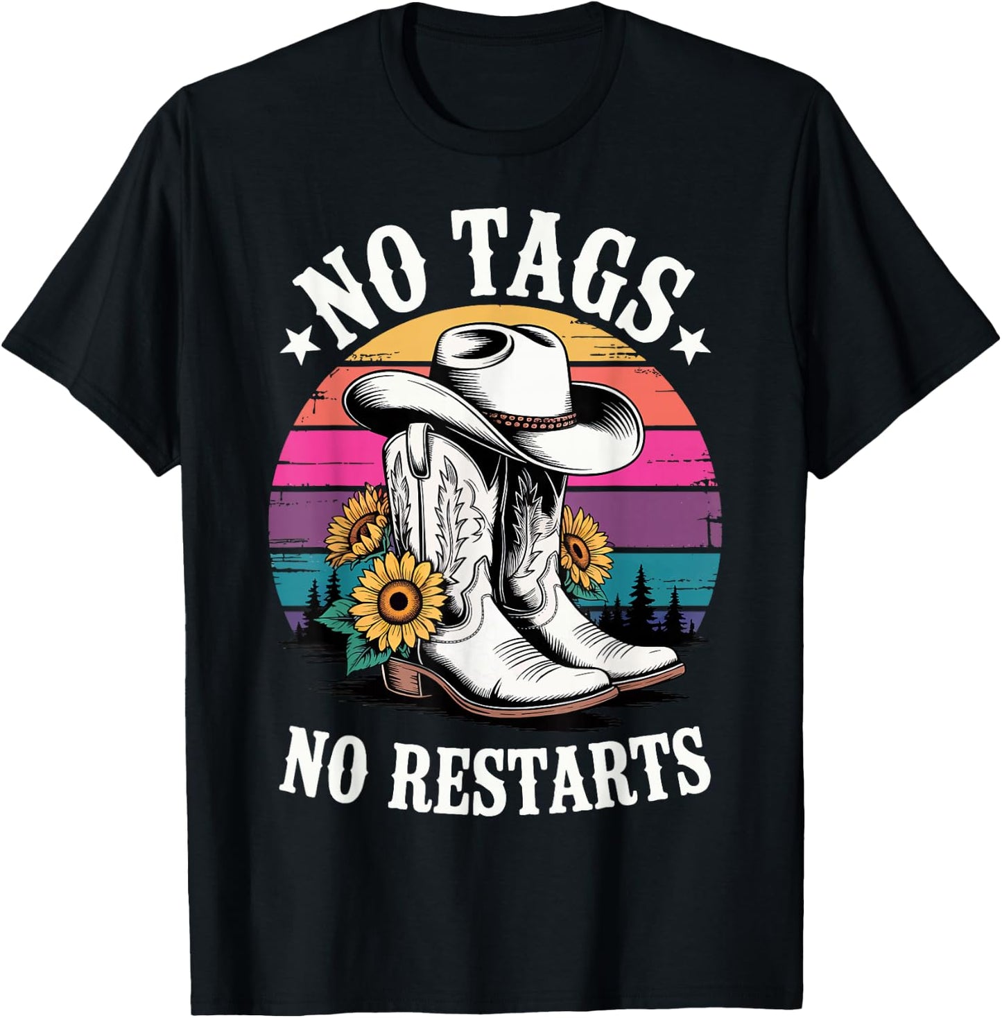 No Tags No Restarts Western Country Dancer T-Shirt - T-Shirt | Black