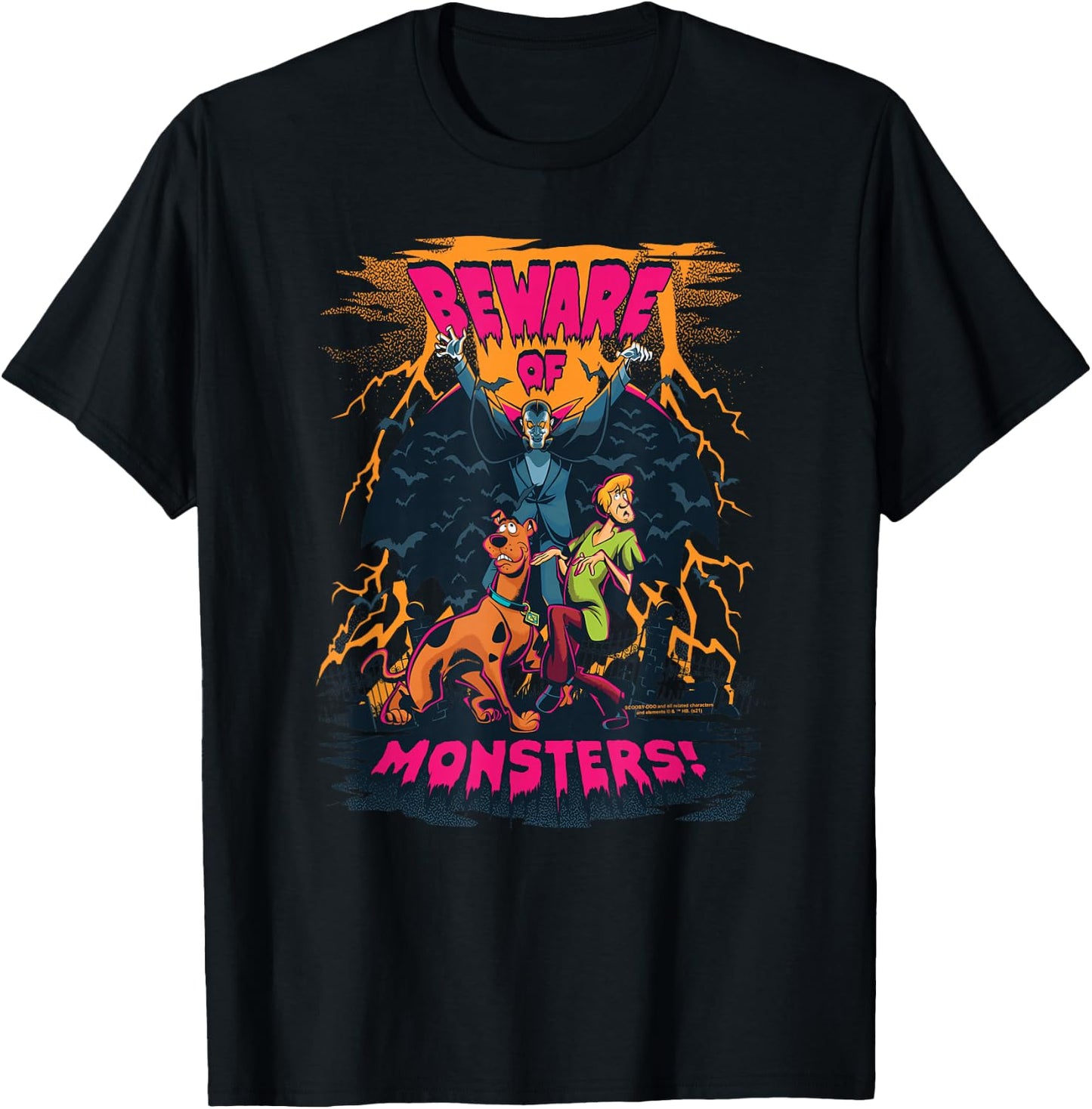 Scooby-Doo and Shaggy Beware of Monsters T-Shirt - T-Shirt | Black