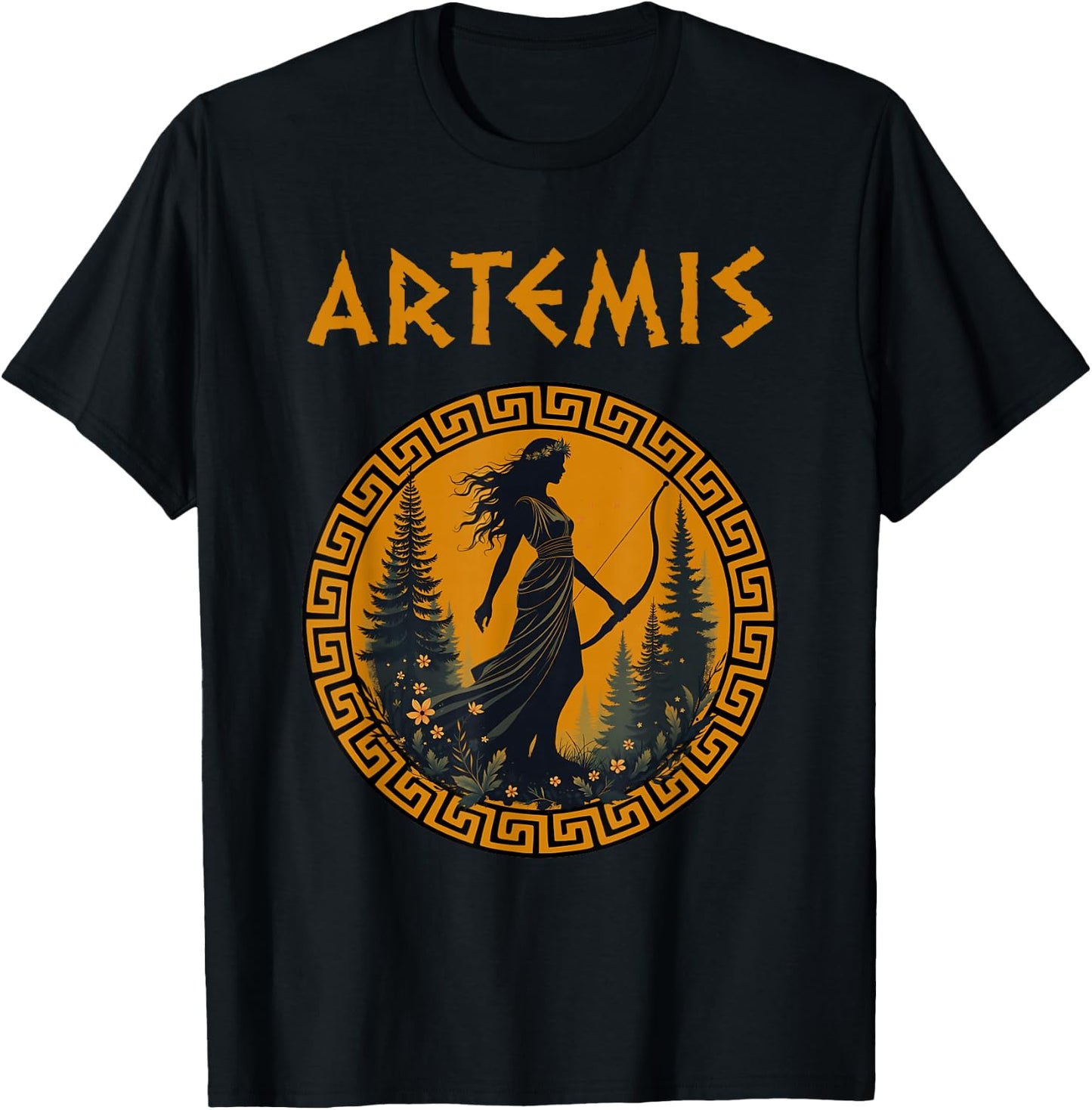 Agema Apparel -Adults Artemis Greek Goddess Greek Mythology , Black, Small T-Shirt - T-Shirt | Black