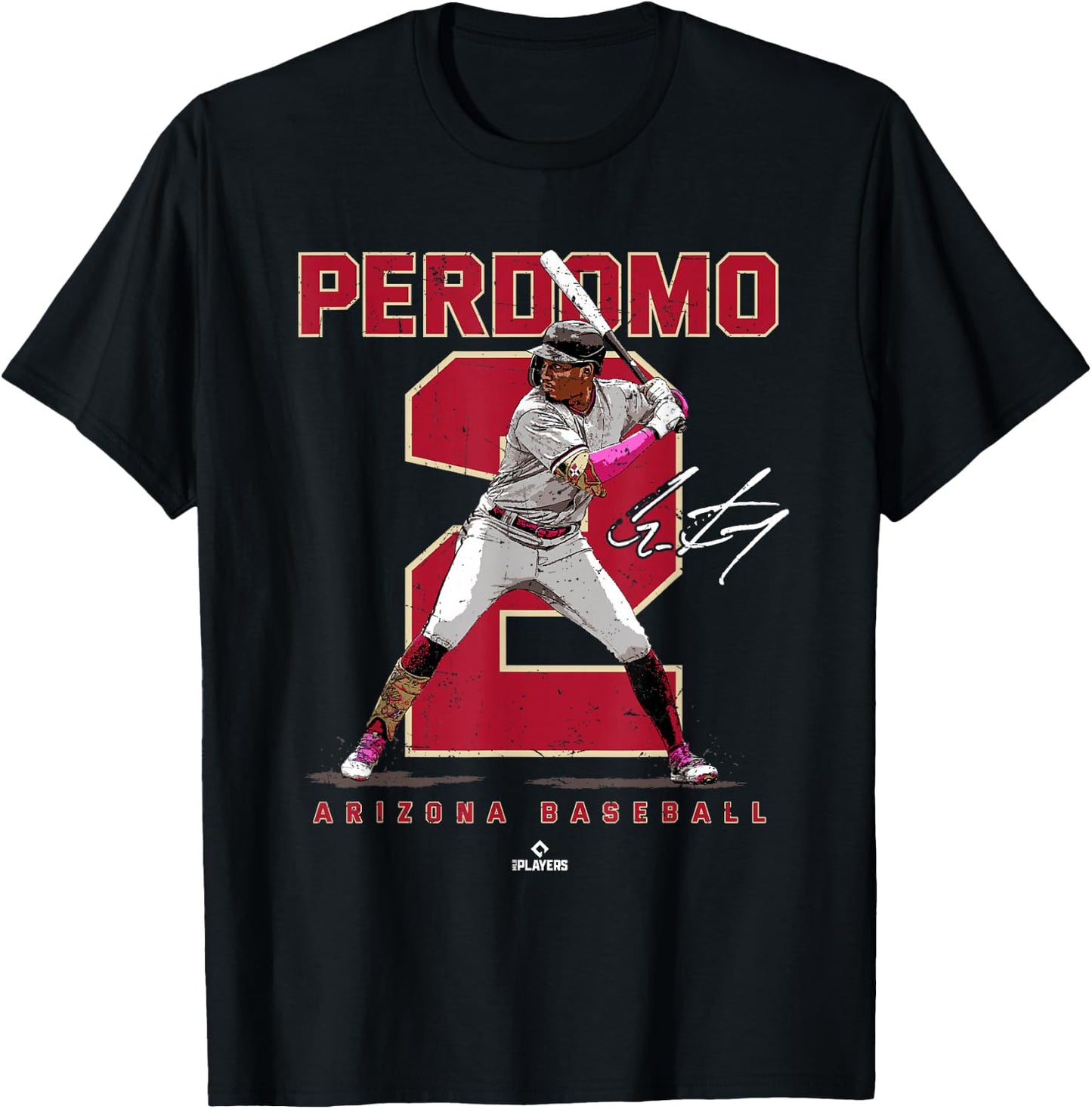 Number and Portrait Geraldo Perdomo Arizona MLBPA T-Shirt - T-Shirt | Black
