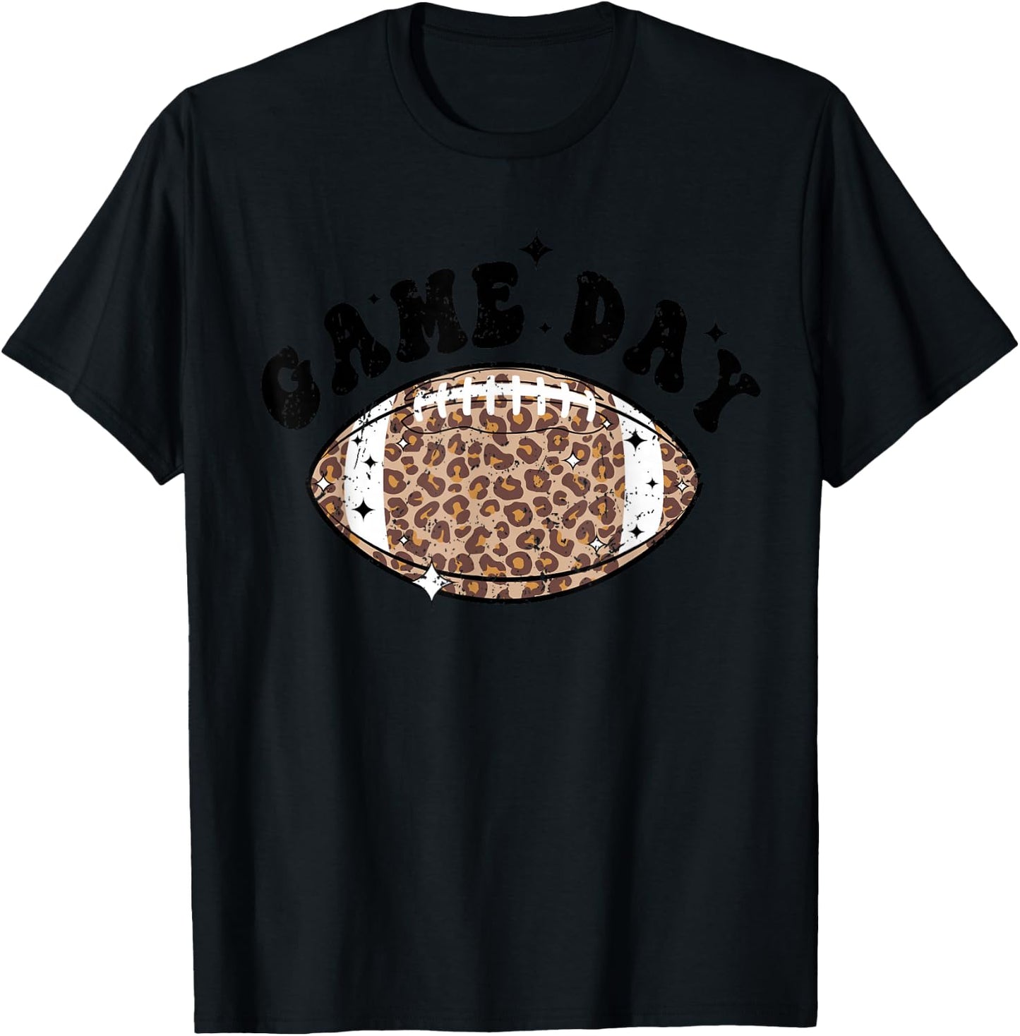 Game Day Leopard Football T-Shirt - T-Shirt | Black