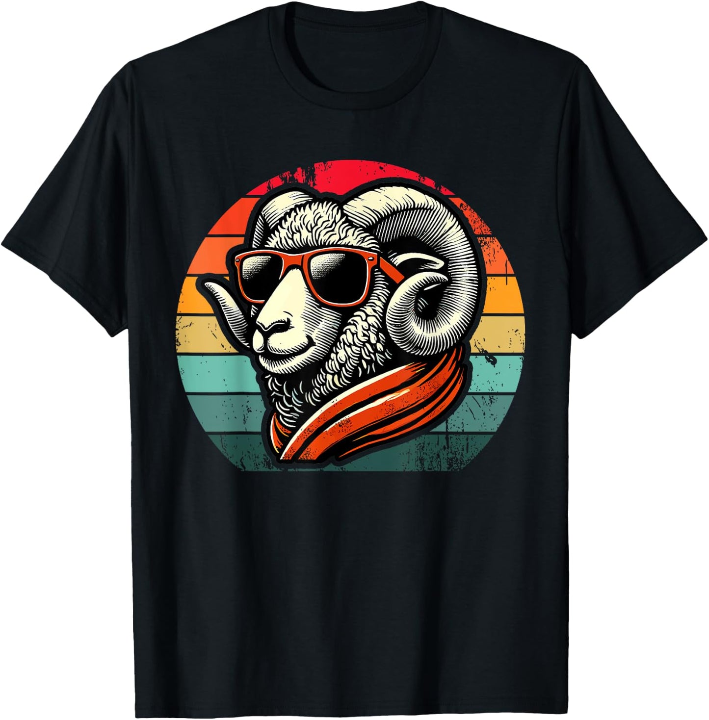 Retro Ram in Sunglasses Men Women Kids Novelty Funny Ram T-Shirt - T-Shirt | Black