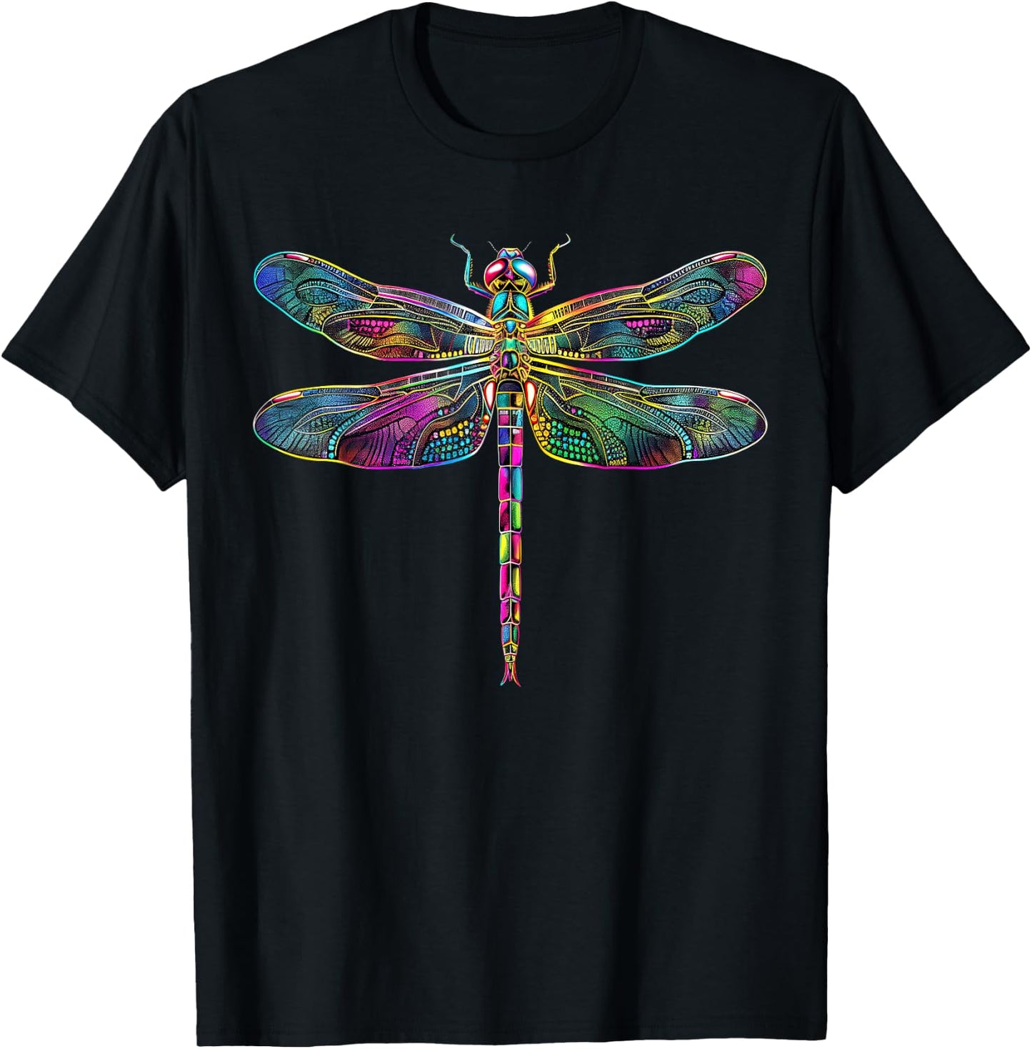 Dragonfly Flying Insects Colorful Wings Cute Dragonflies T-Shirt - T-Shirt | Black