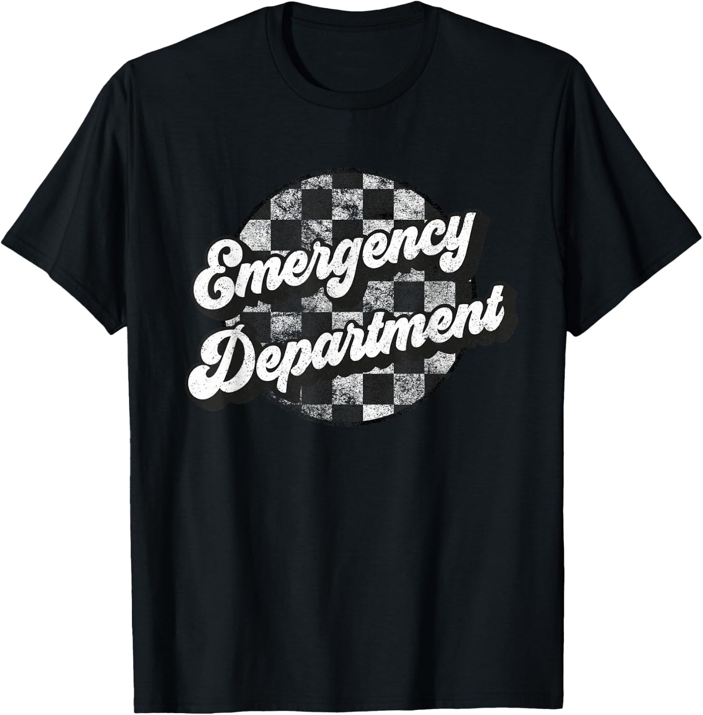 Emergency Department Checkered Funny Retro Matching Vintage T-Shirt - T-Shirt | Black