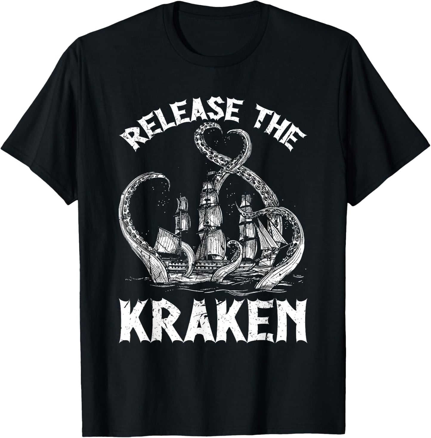 Funny Kraken Sea Monster Apparel Release The Kraken Octopus Sea Creature Adults & Kids Black Small T-Shirt - T-Shirt | Black