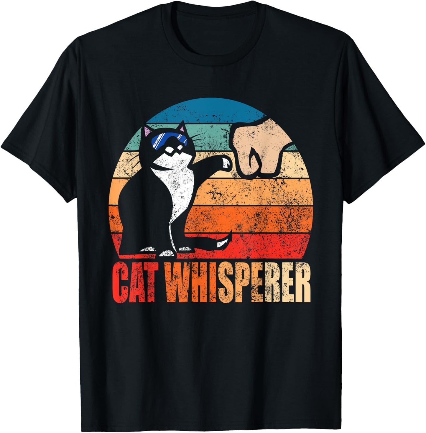 Funny Retro Best Cat Whisperer with Fist Bump Gift Men Women T-Shirt - T-Shirt | Black