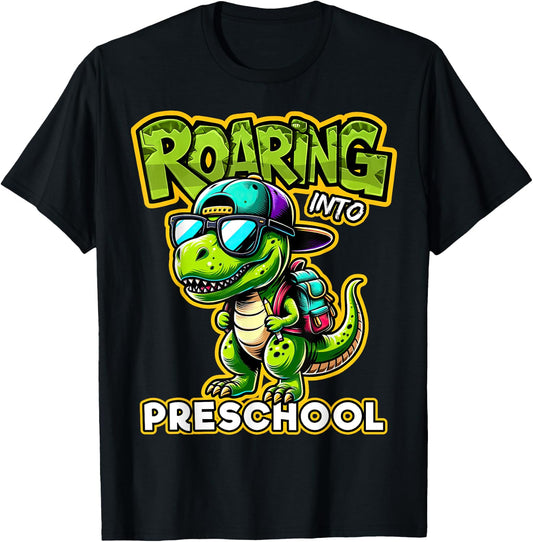 Back to School Preschool Dinosaur First Day of School Boy T-Shirt - T-Shirt | Black