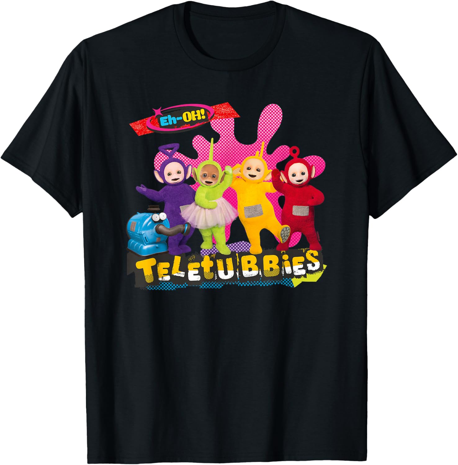 Teletubbies Eh Oh Characters Vacuum T-Shirt - T-Shirt | Black