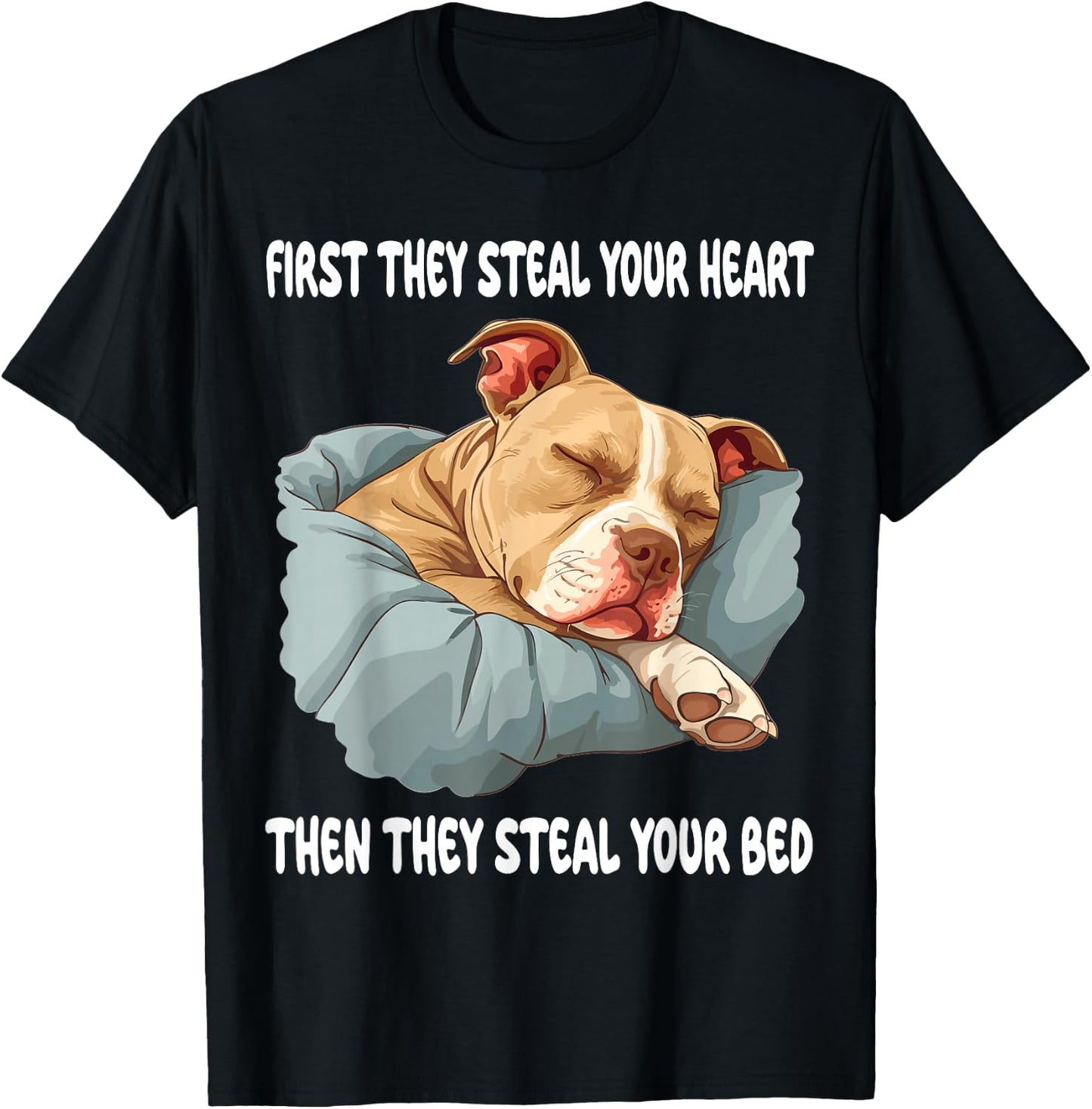 Pitbull Sleeping Pajamas Nightgown T-Shirt - T-Shirt | Black