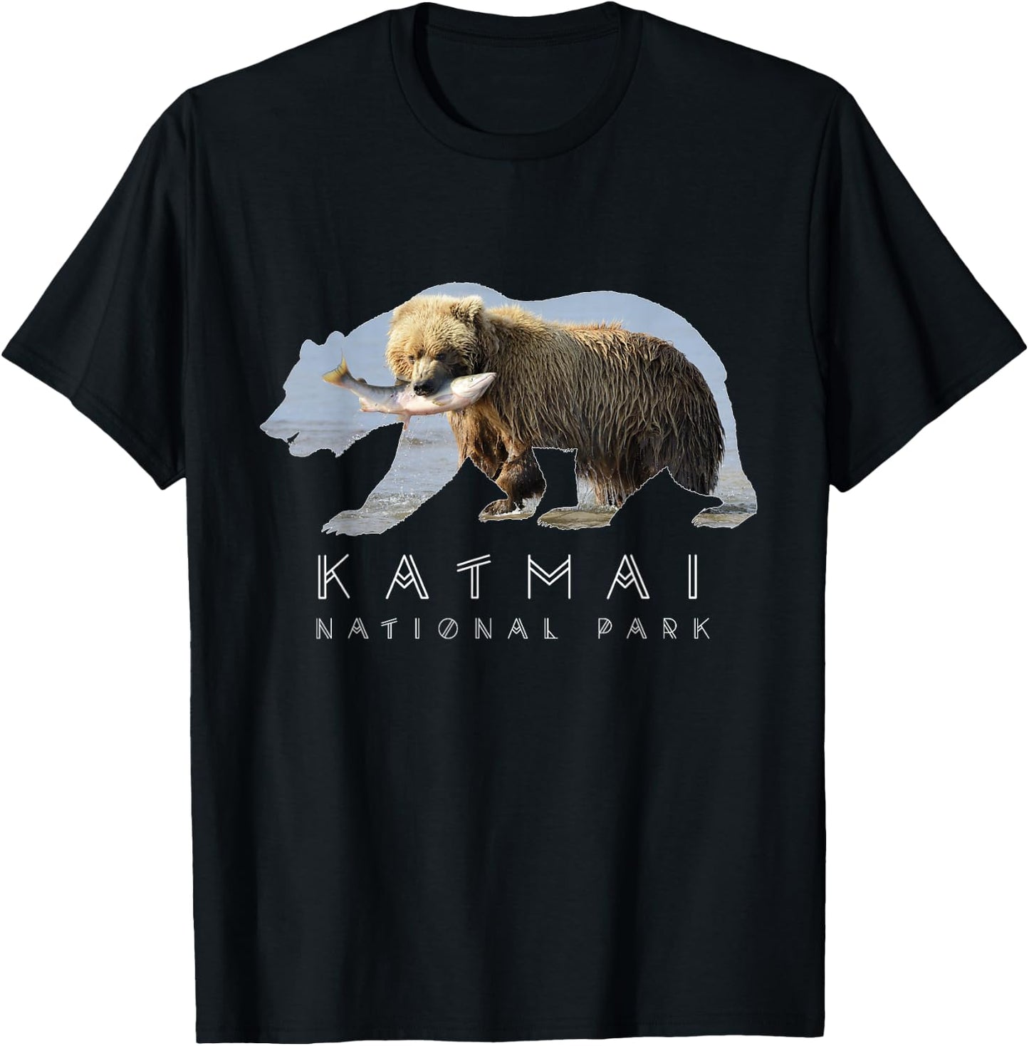 Alaskan Bear Katmai National Park Lake Image Alaska Souvenir T-Shirt - T-Shirt | Black