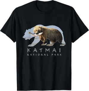 Alaskan Bear Katmai National Park Lake Image Alaska Souvenir T-Shirt - T-Shirt | Black