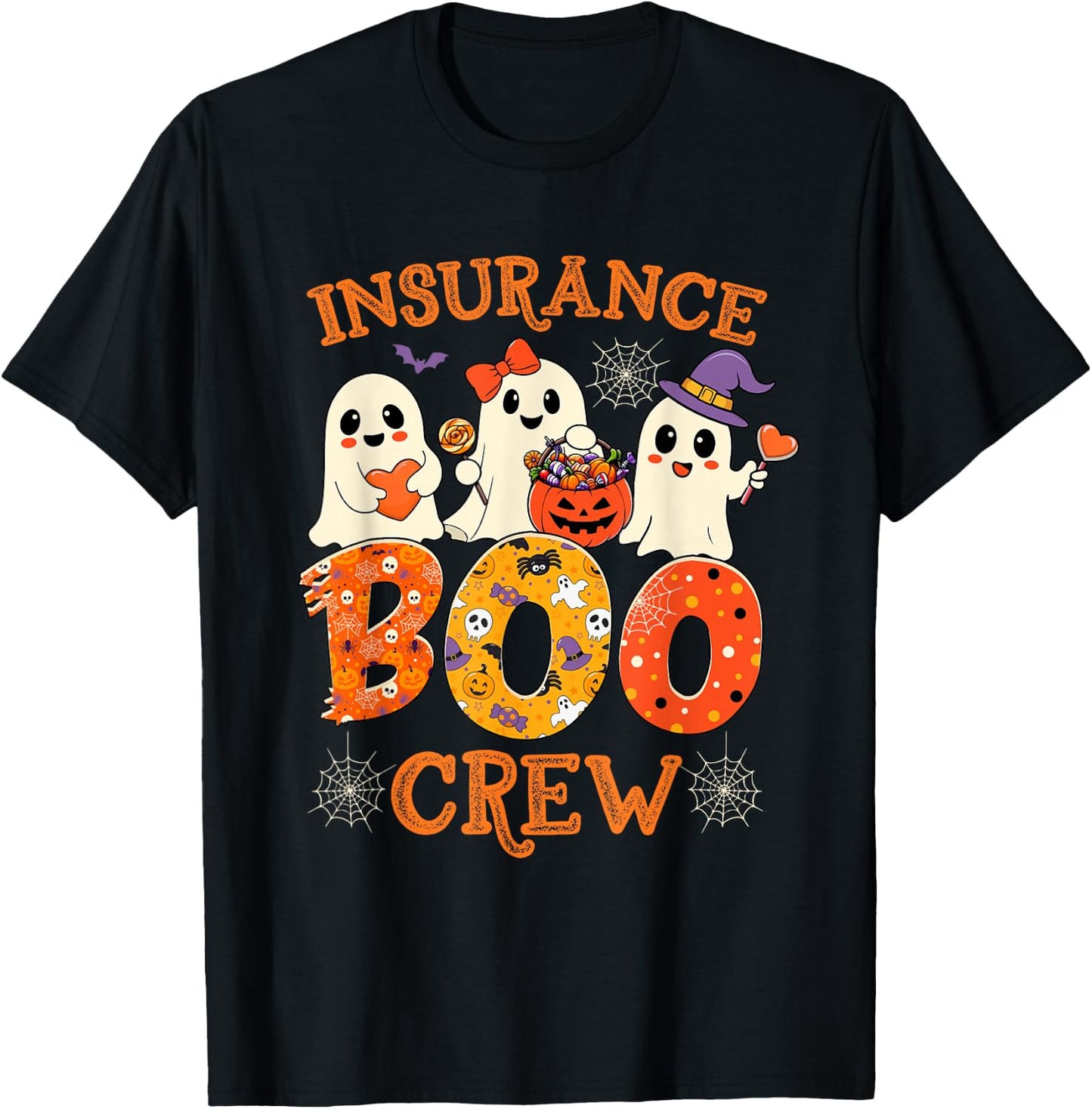 Insurance Boo Crew Funny Halloween Spooky Costume Teacher T-Shirt - T-Shirt | Black