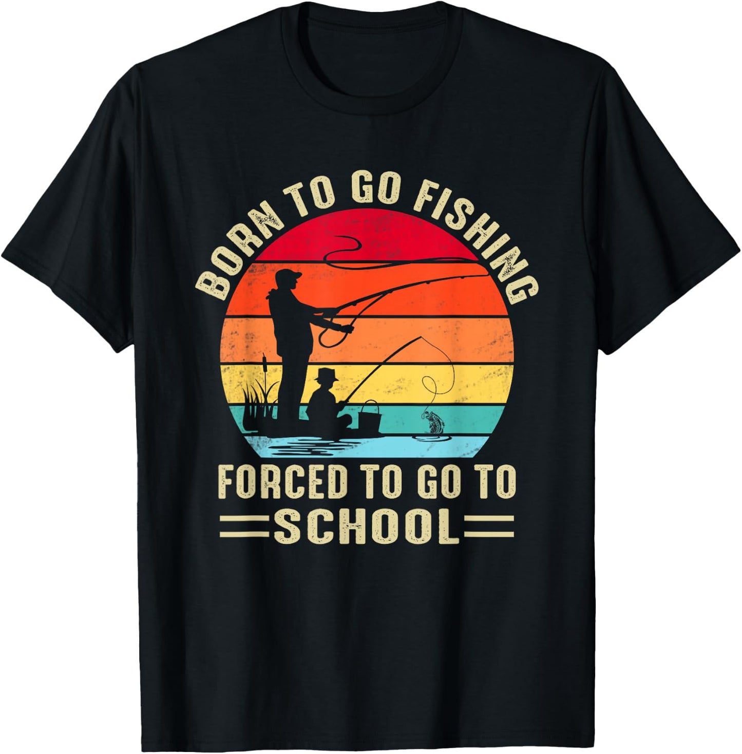 Funny Born To Go Fishing Bass Fish Fisherman Boys T-Shirt - T-Shirt | Black