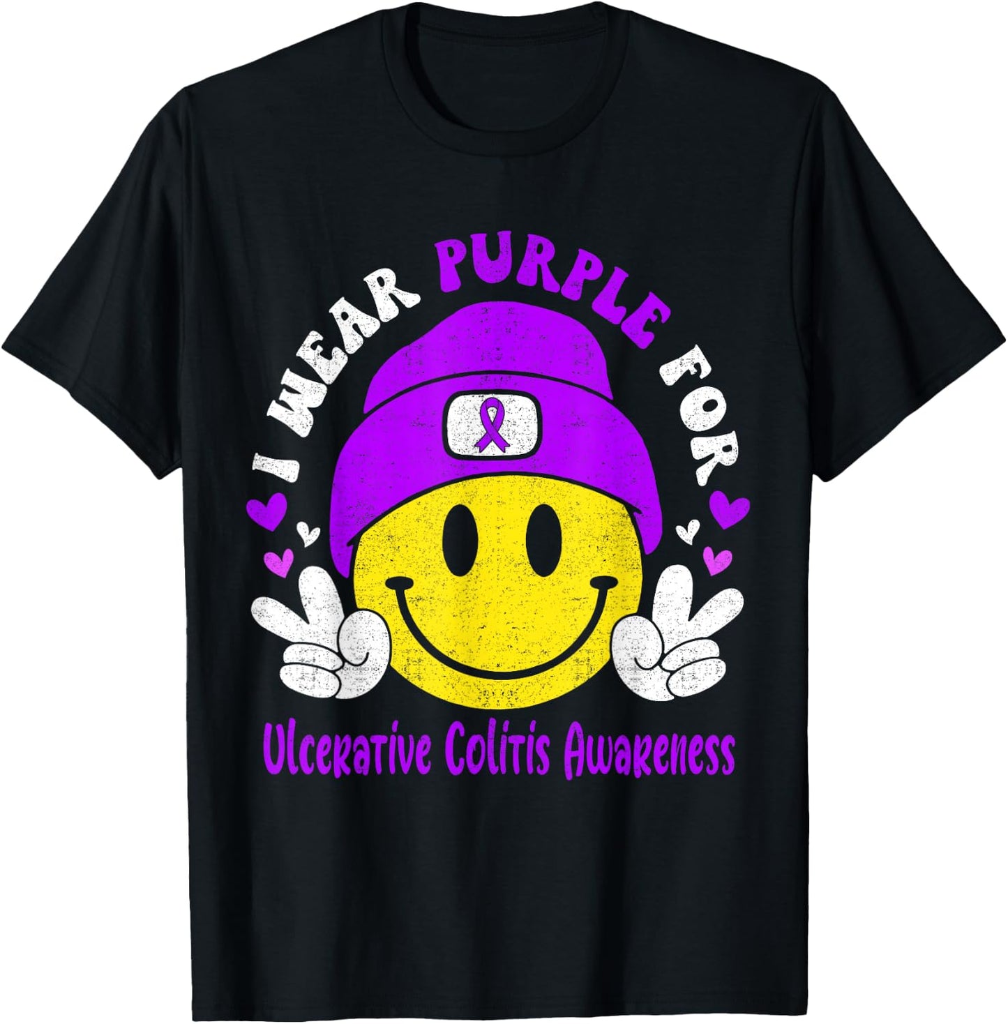 I Wear Purple for Ulcerative Colitis Awareness T-Shirt - T-Shirt | Black