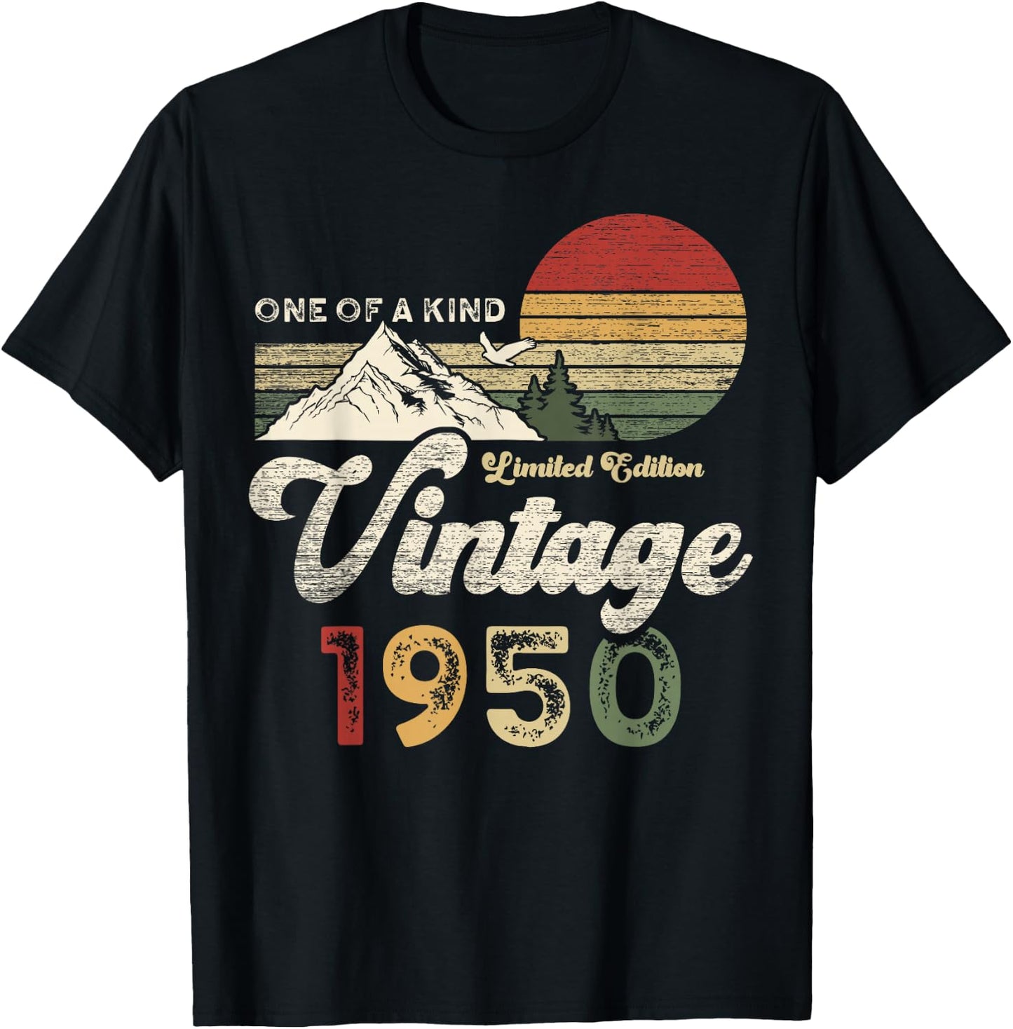 Vintage 1950 Birthday 75 Years Old Retro Eagle Mountains T-Shirt - T-Shirt | Black