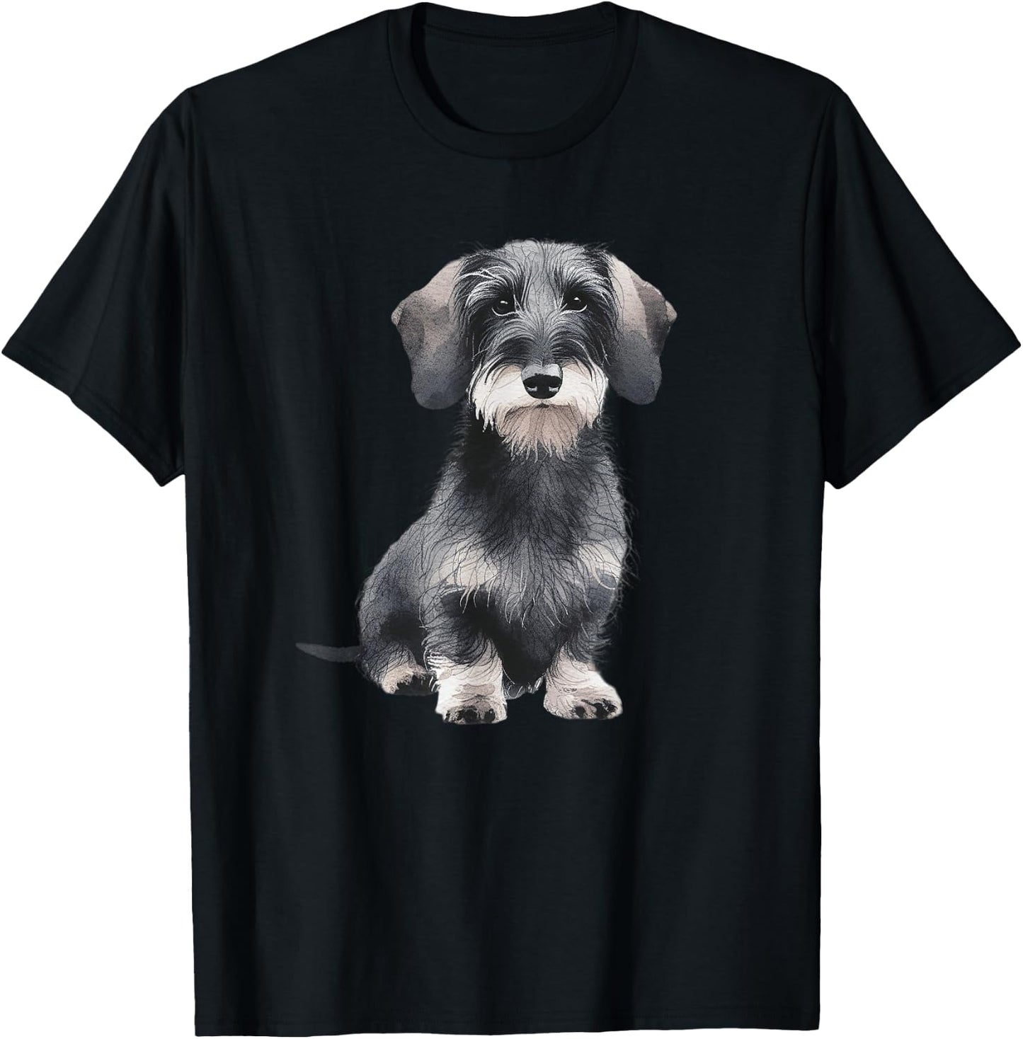 Wirehaired Dachshund Sitting Dog T-Shirt - T-Shirt | Black